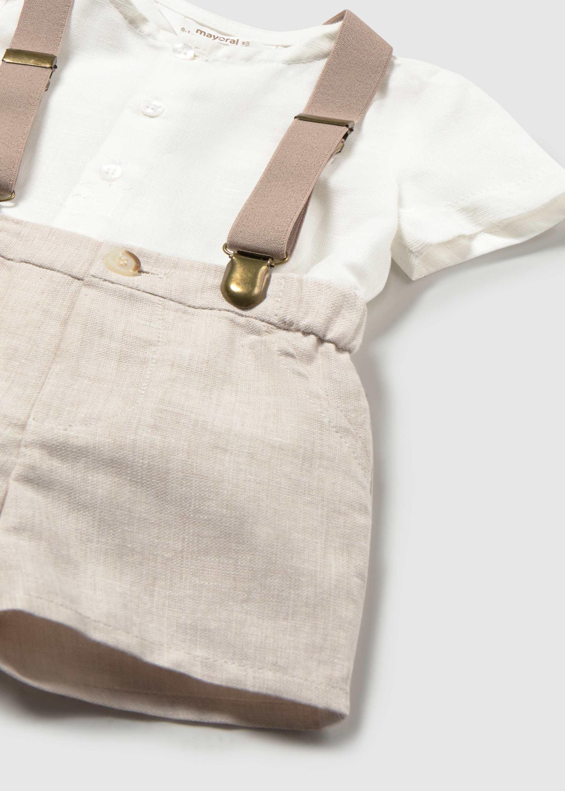 Newborn Boy Shorts with Suspenders and Shirt Set