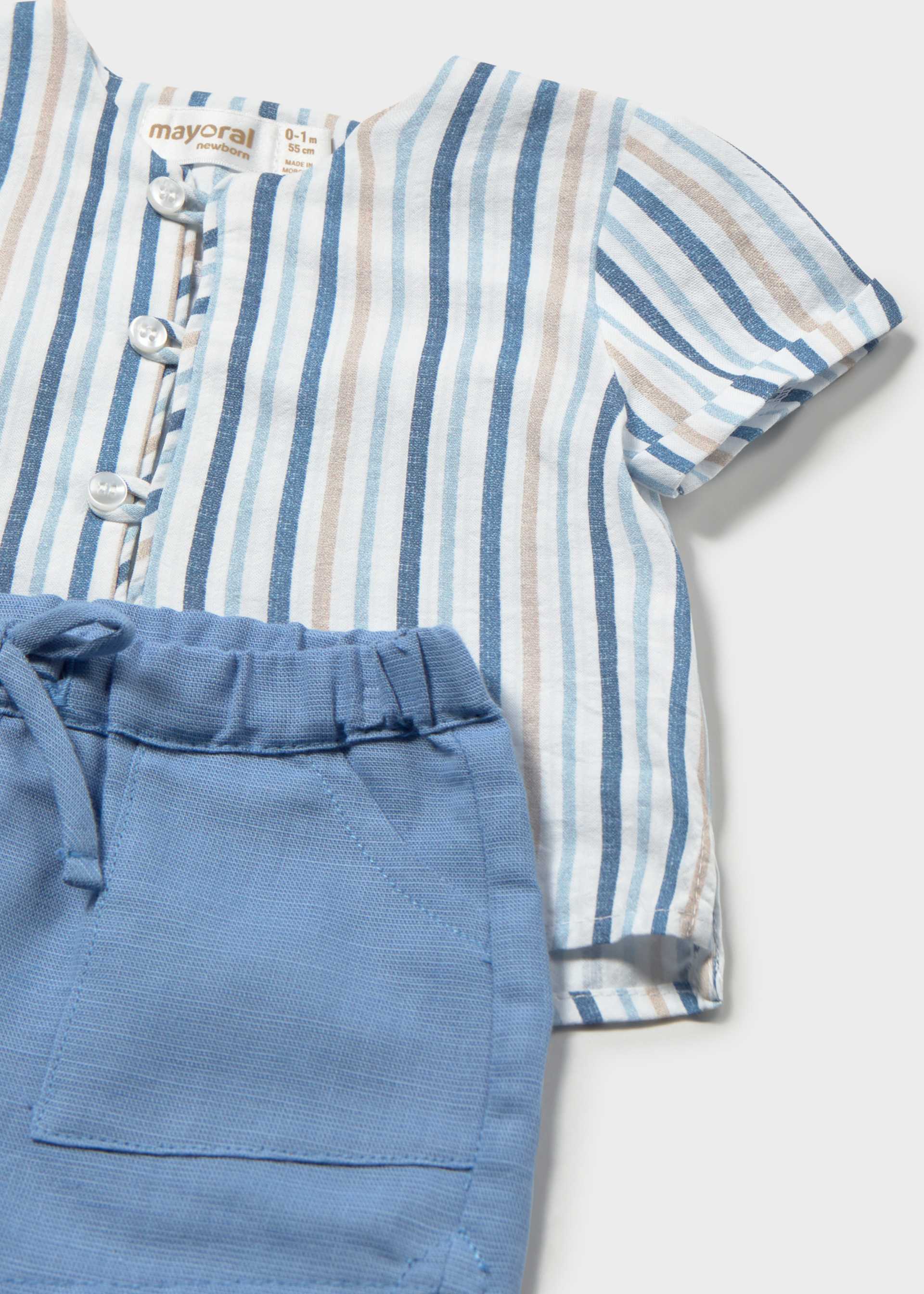 Newborn Boy Shorts and Striped Shirt Set