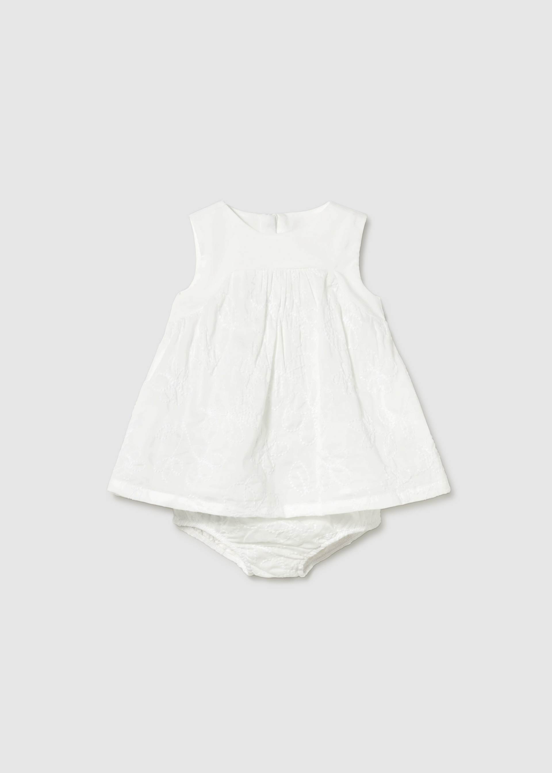Vestido bordado con cubrepañal recién nacida