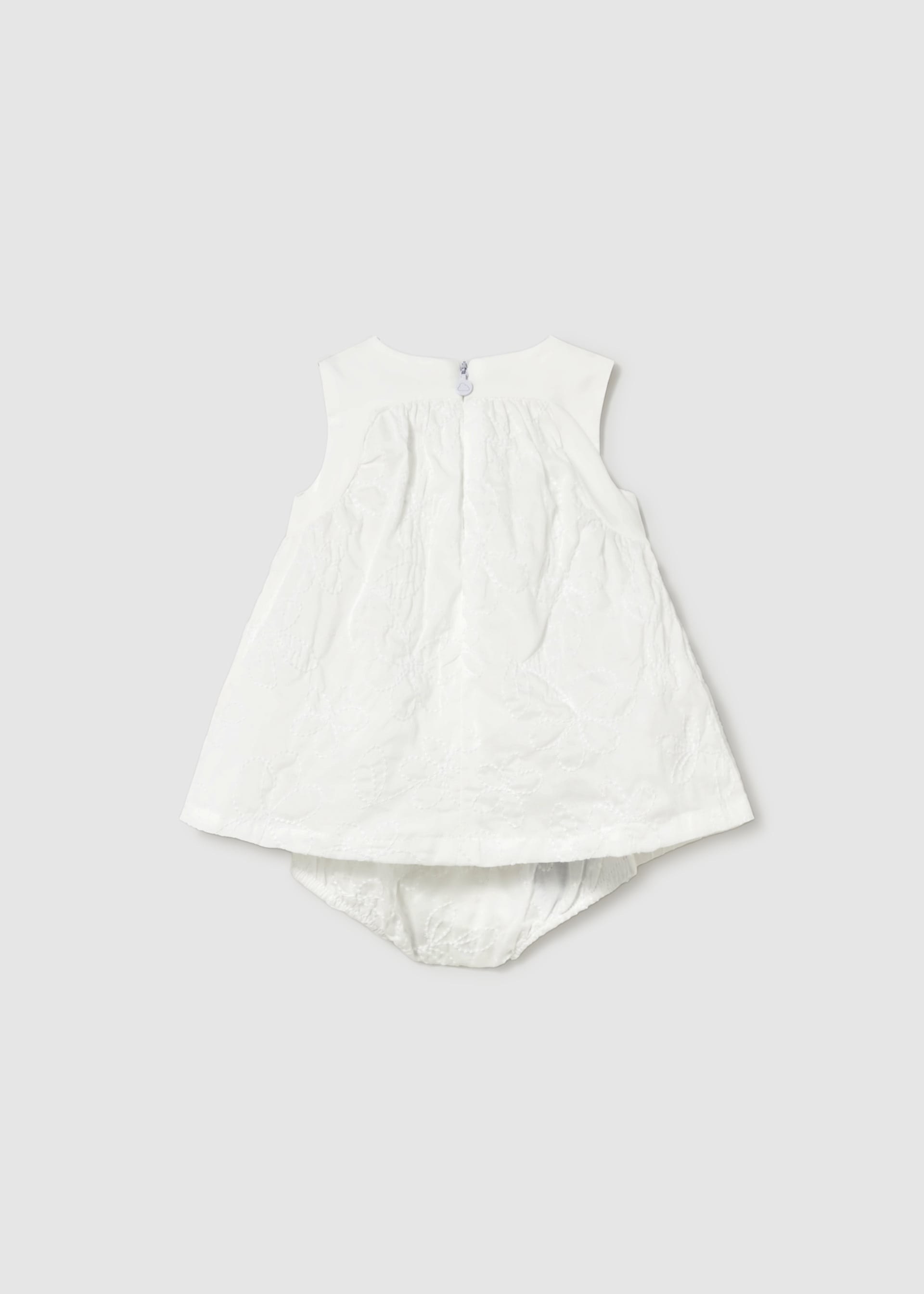 Vestido bordado con cubrepañal recién nacida