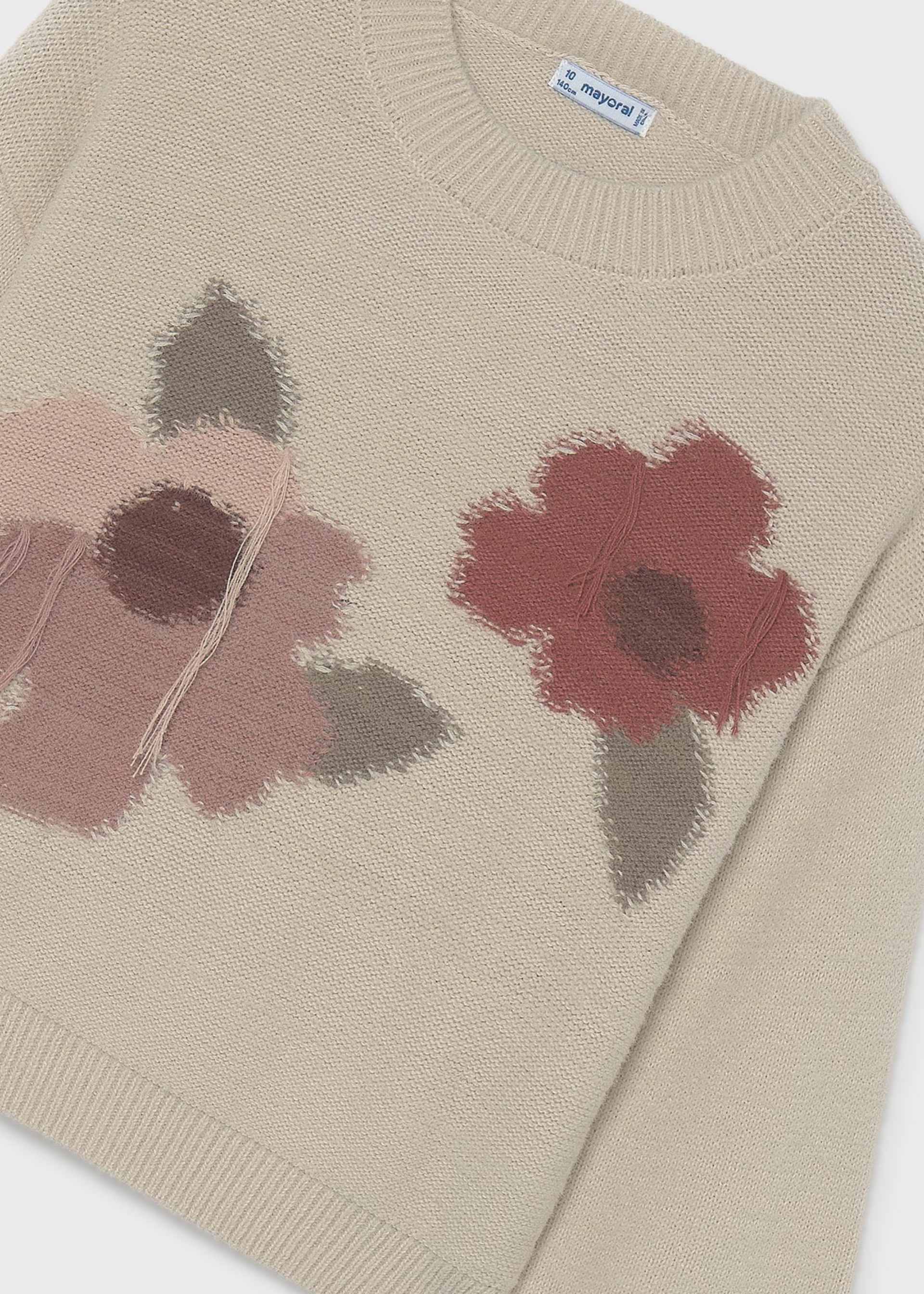 Girls' floral intarsia jumper