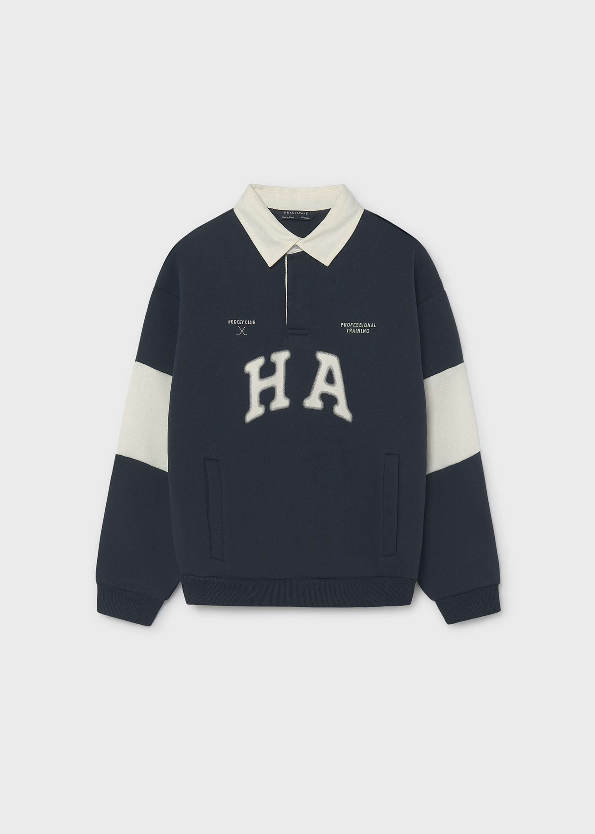 Bluza z kołnierzykiem polo i haftem dla chłopca