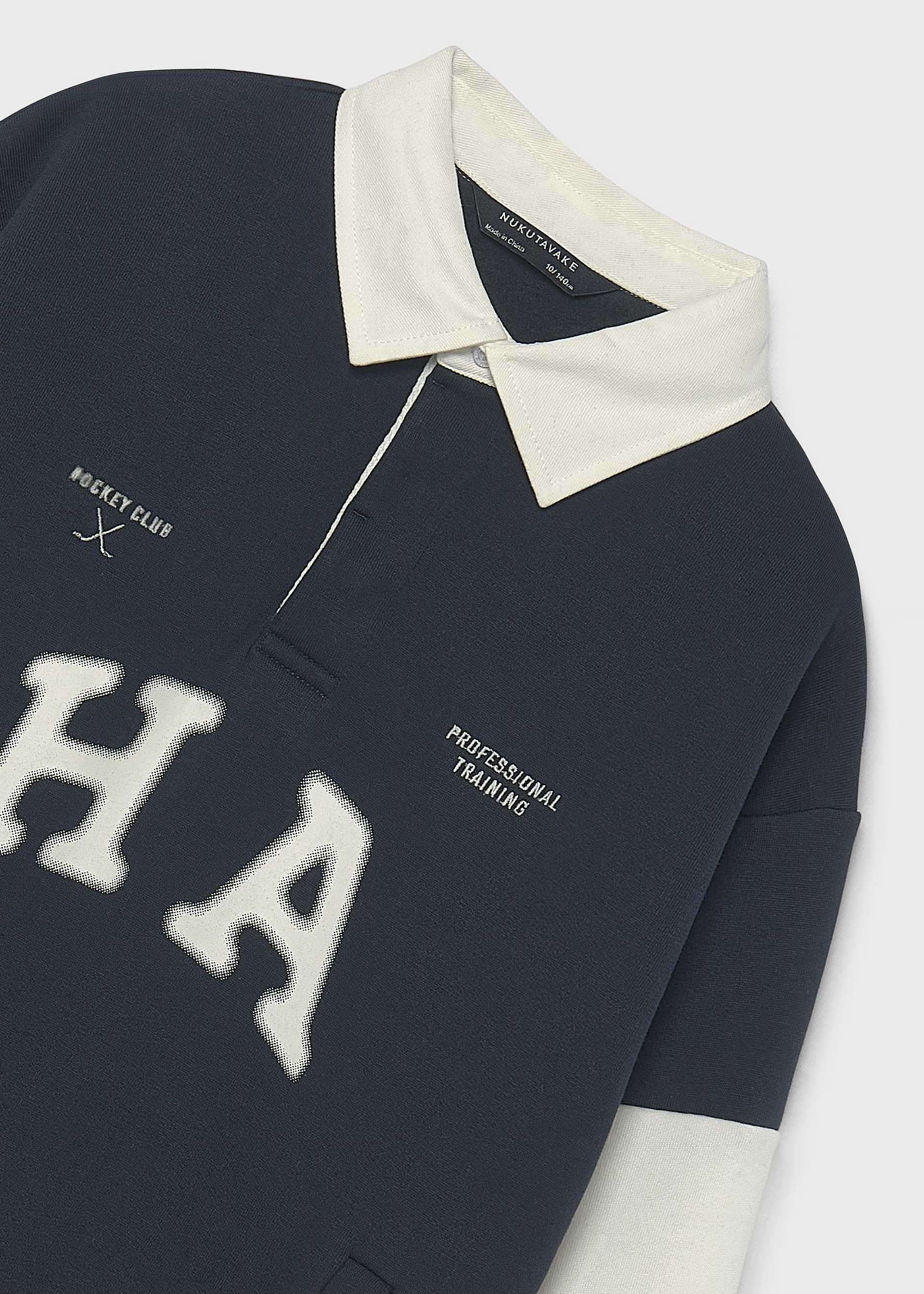 Bluza z kołnierzykiem polo i haftem dla chłopca