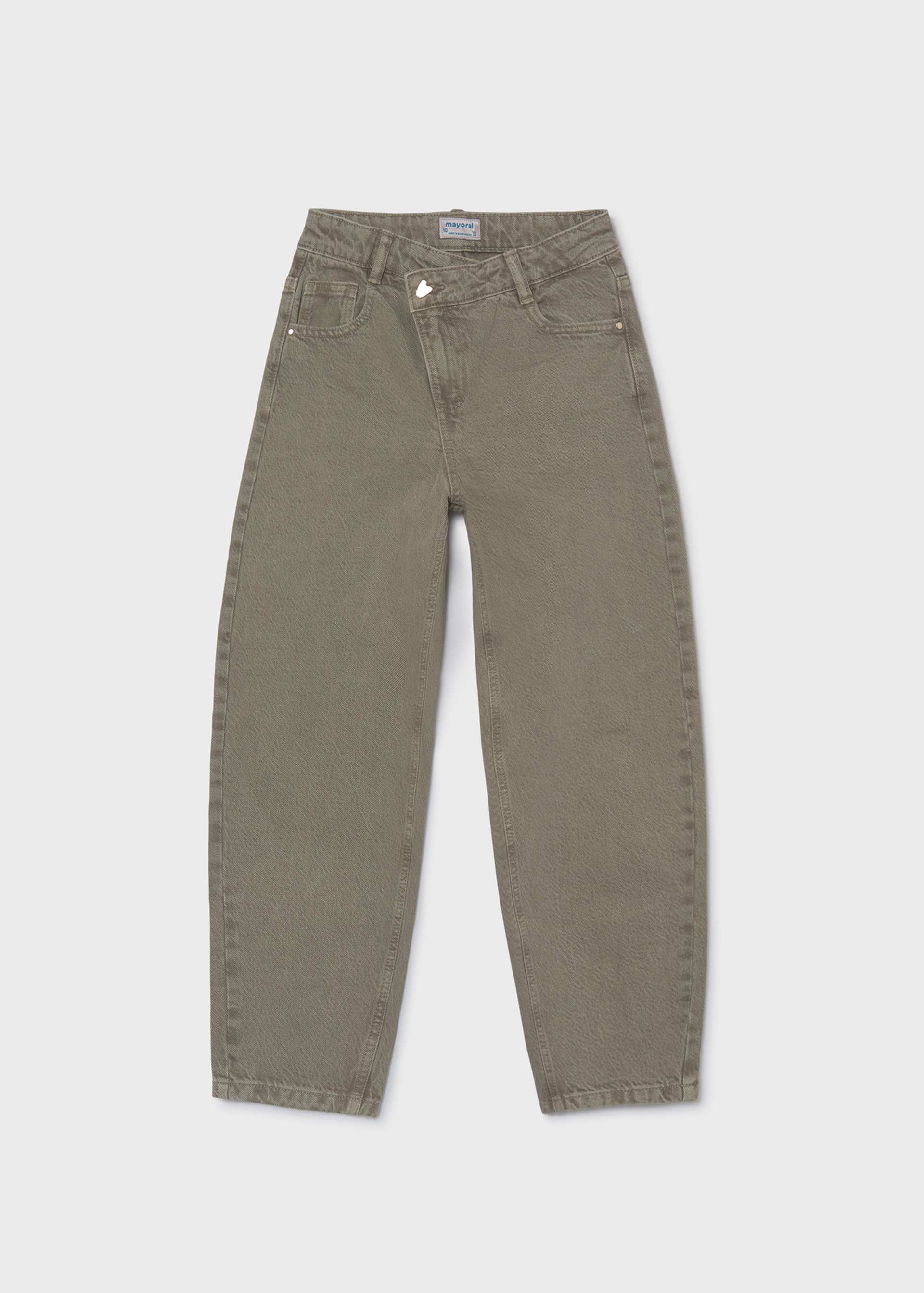 Girls' barrel-fit twill trousers