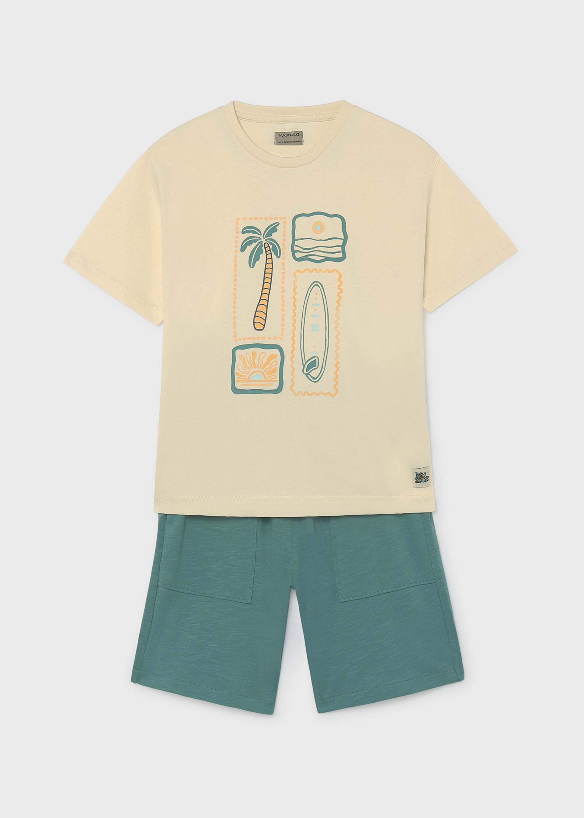 Set T-Shirt und Shorts Surfmotiv Teenager Jungen