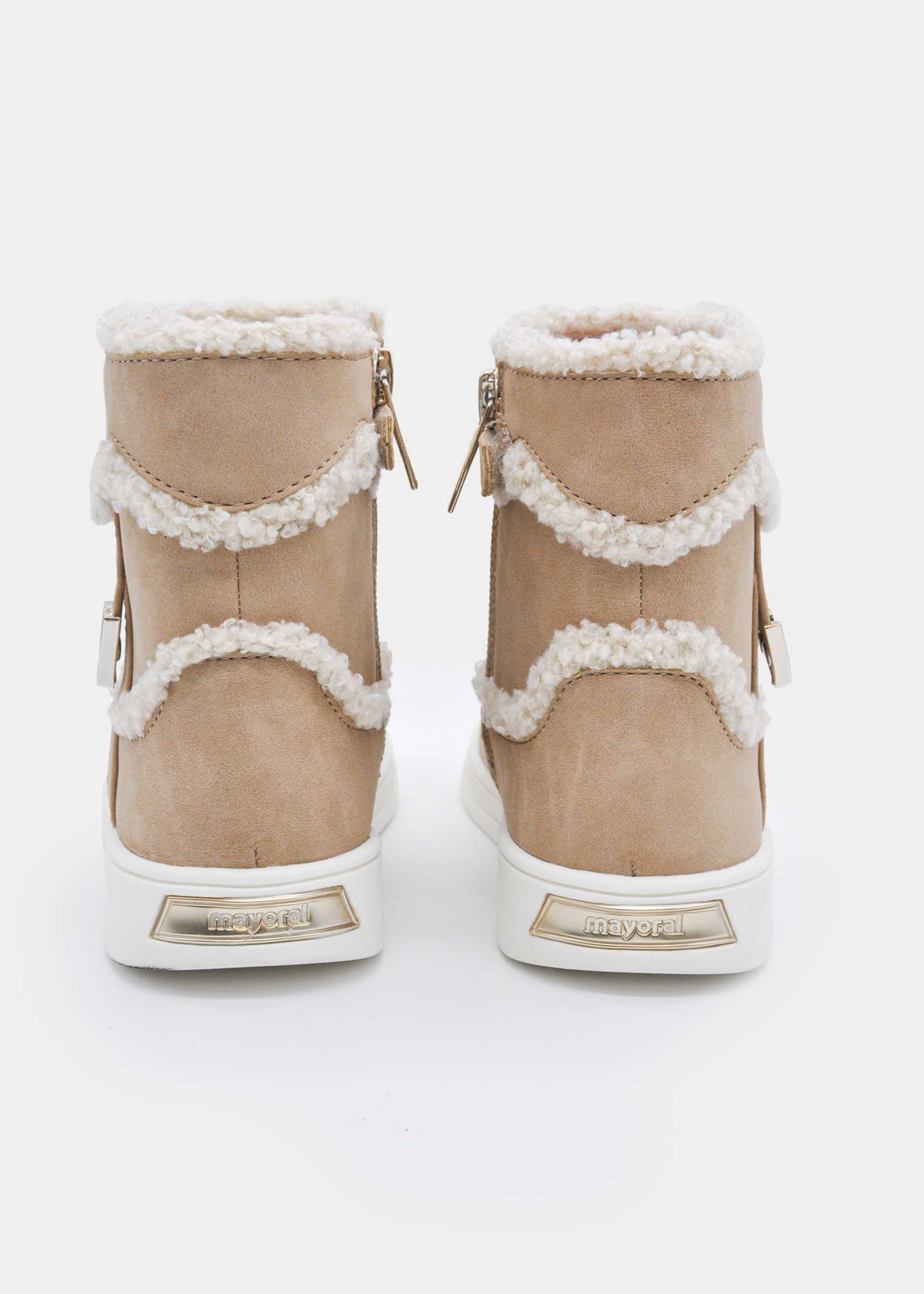 Girls' heart-shaped fur ankle boots