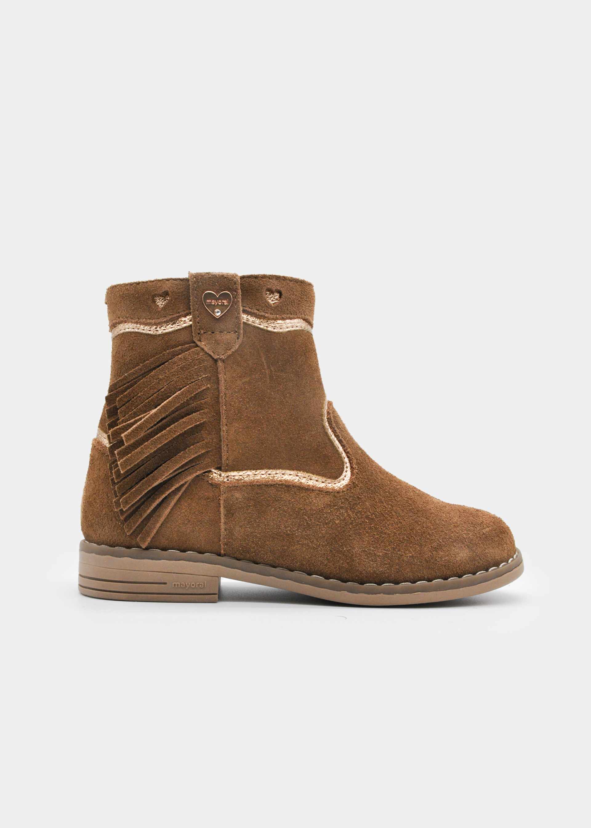 Girls' split-leather ankle boots