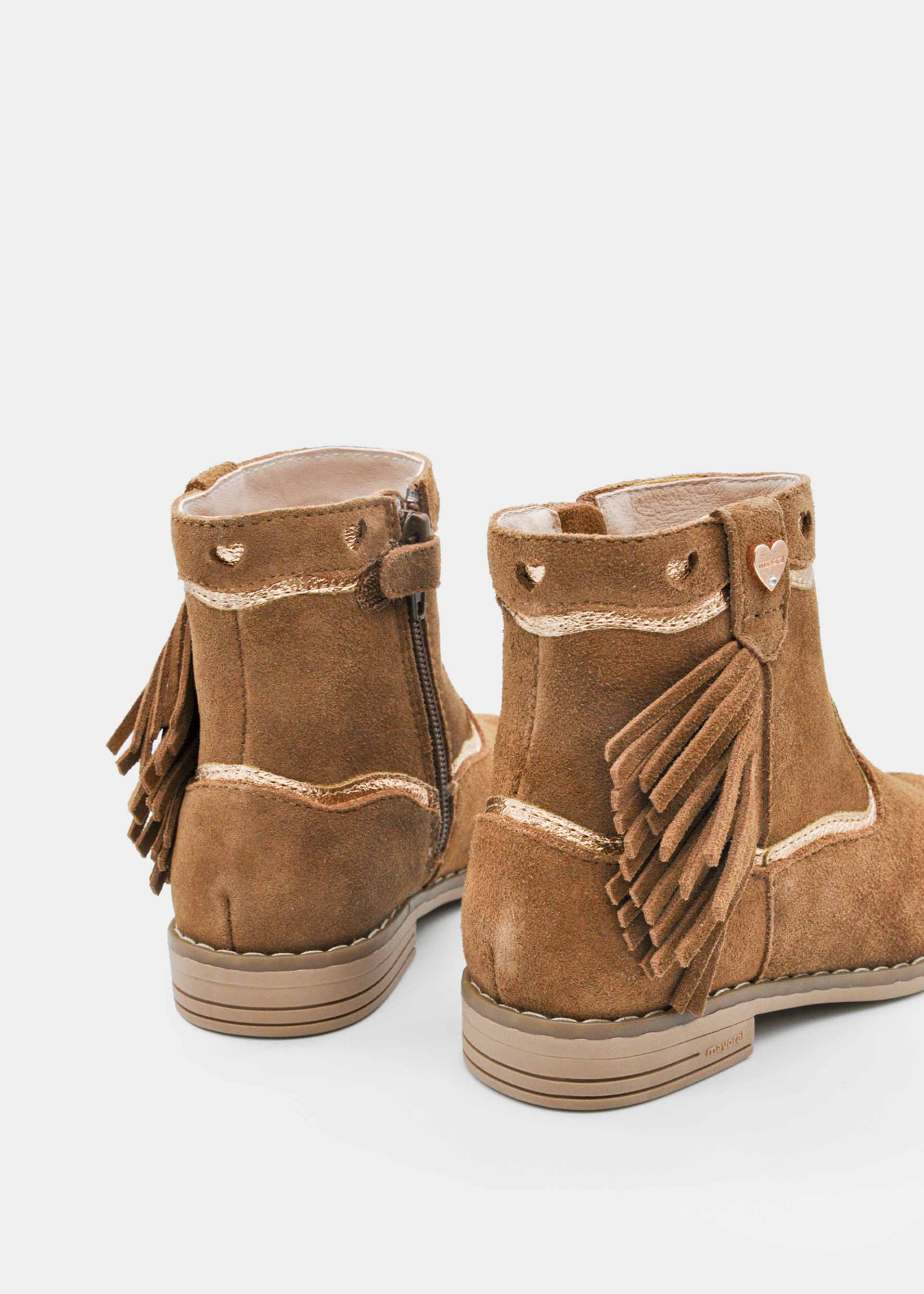 Girls' split-leather ankle boots