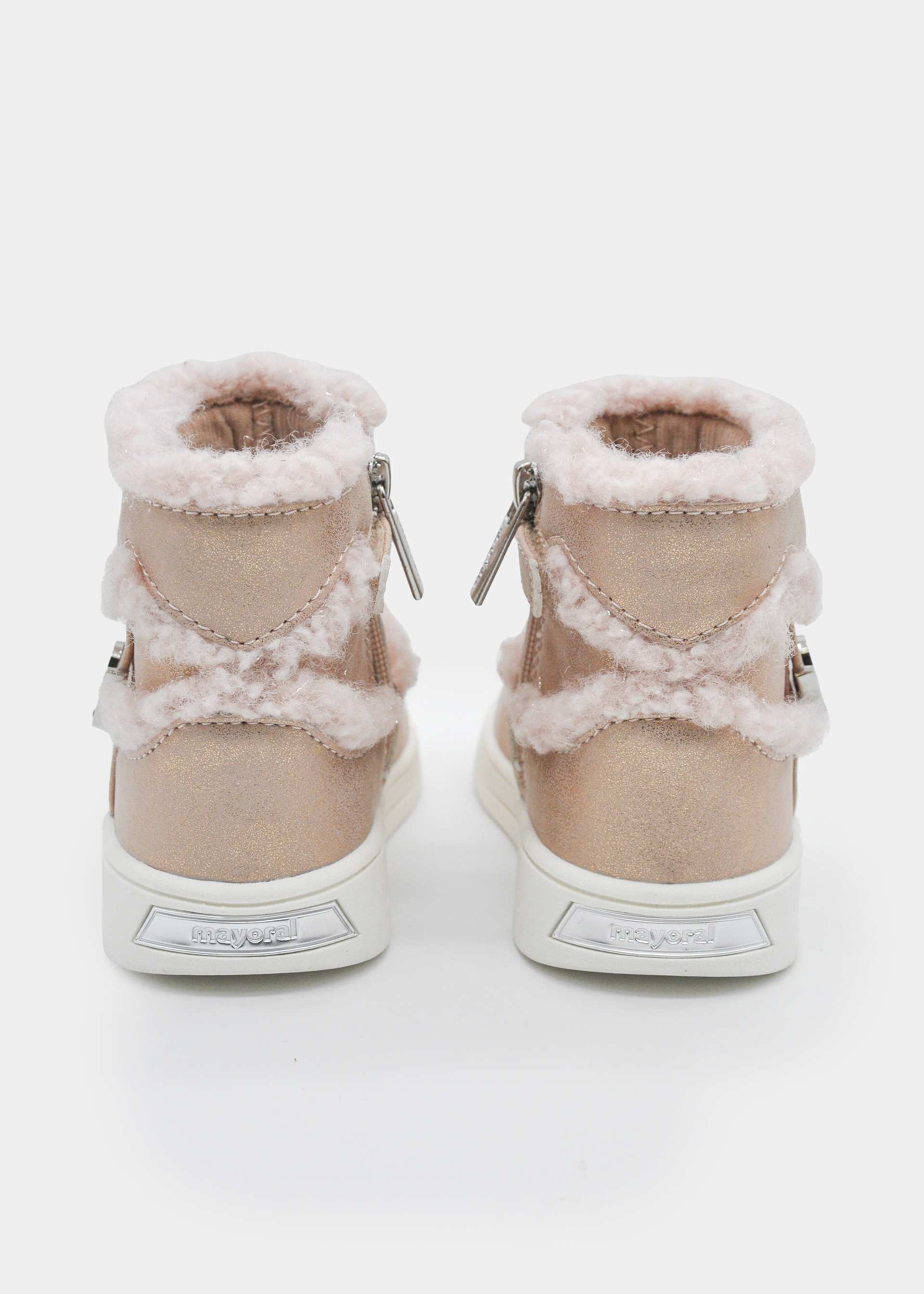 Girls' heart-shaped fur ankle boots