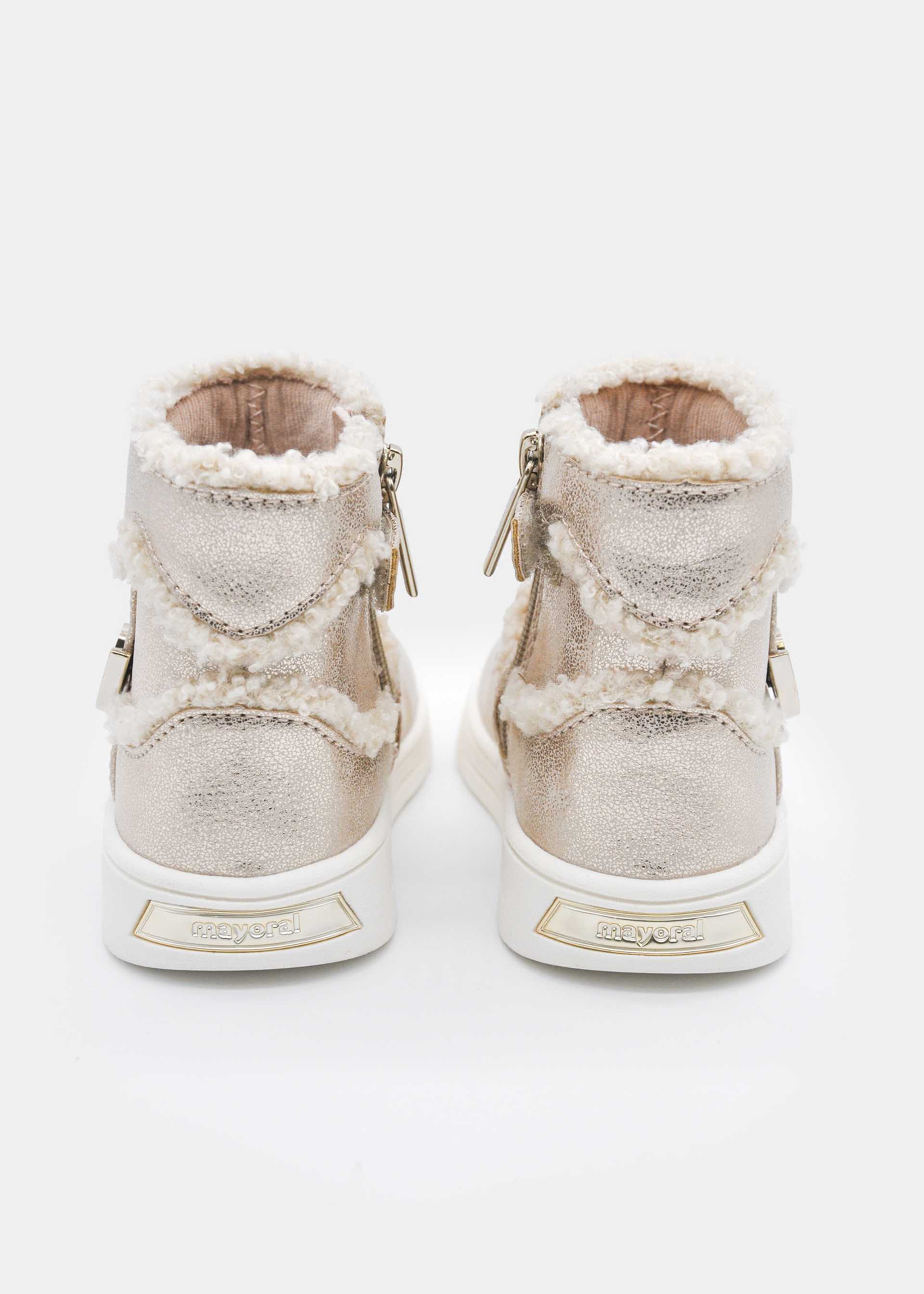 Girls' heart-shaped fur ankle boots