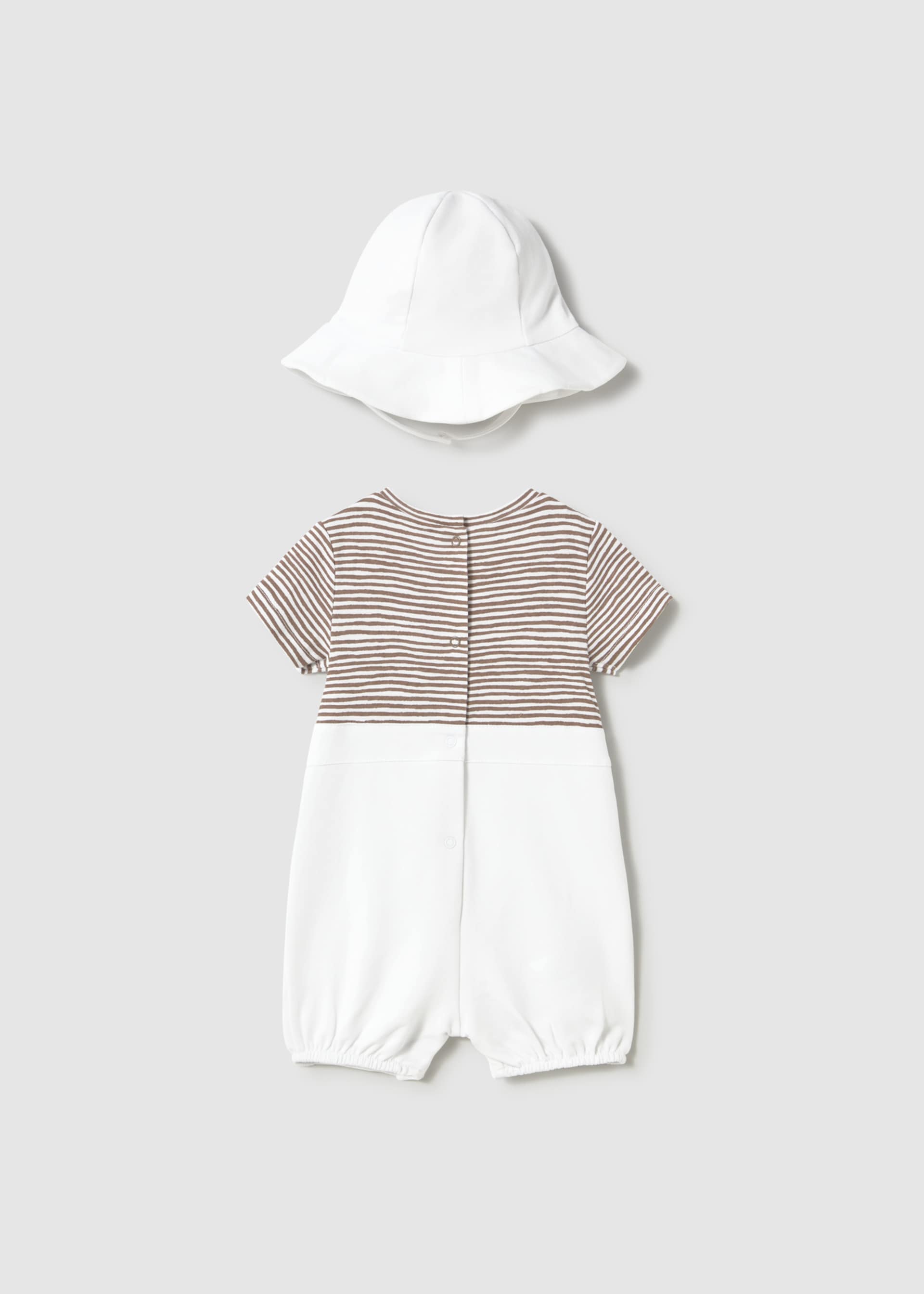 Fun knitted bonnet romper suit