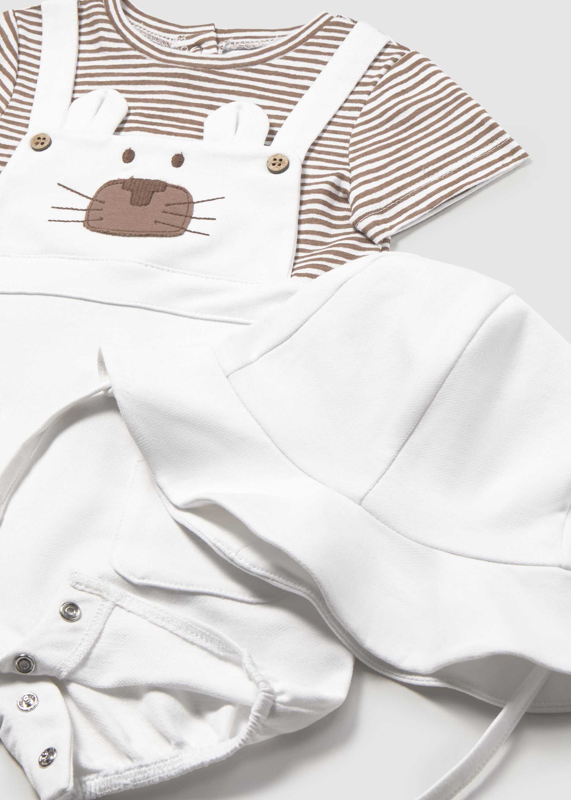 Fun knitted bonnet romper suit