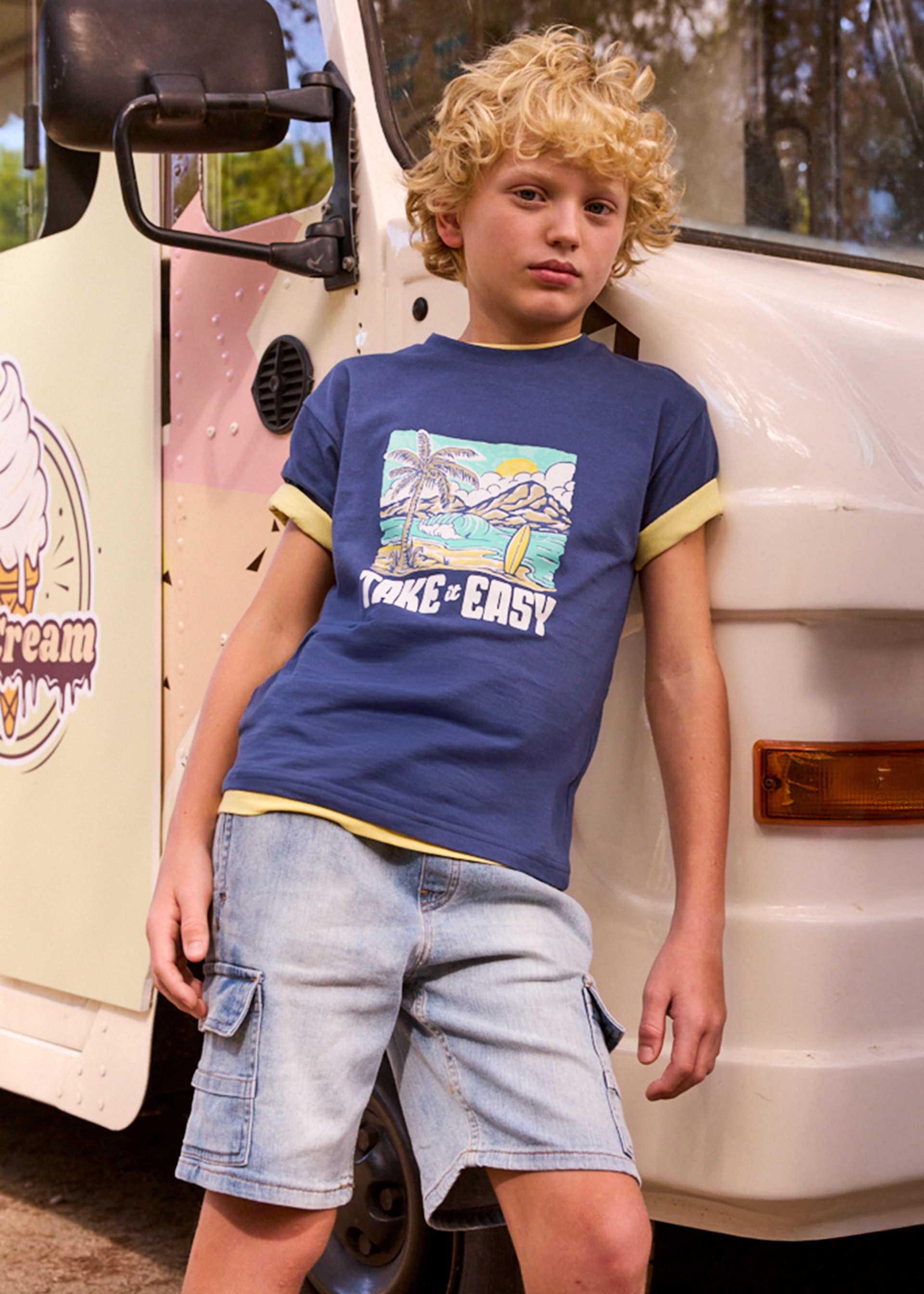 Boy's denim cargo shorts