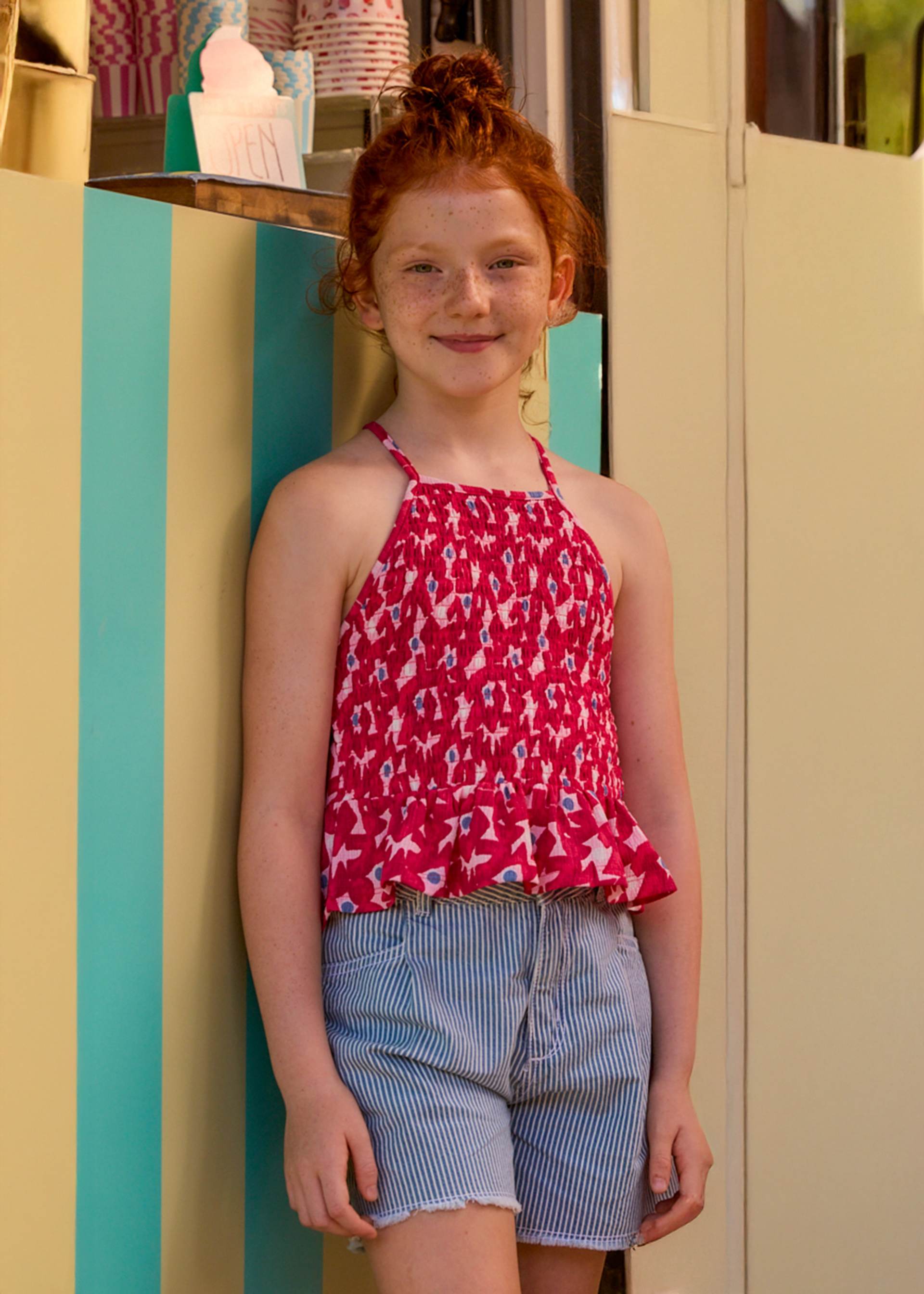 Girl Striped Denim Shorts