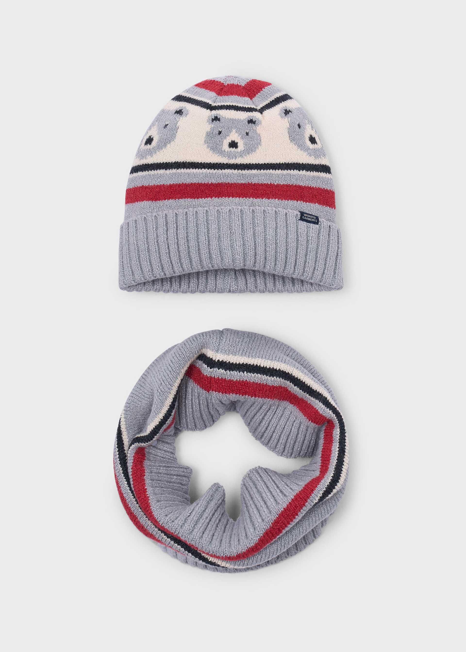 Conjunto de gorro e cachecol menino