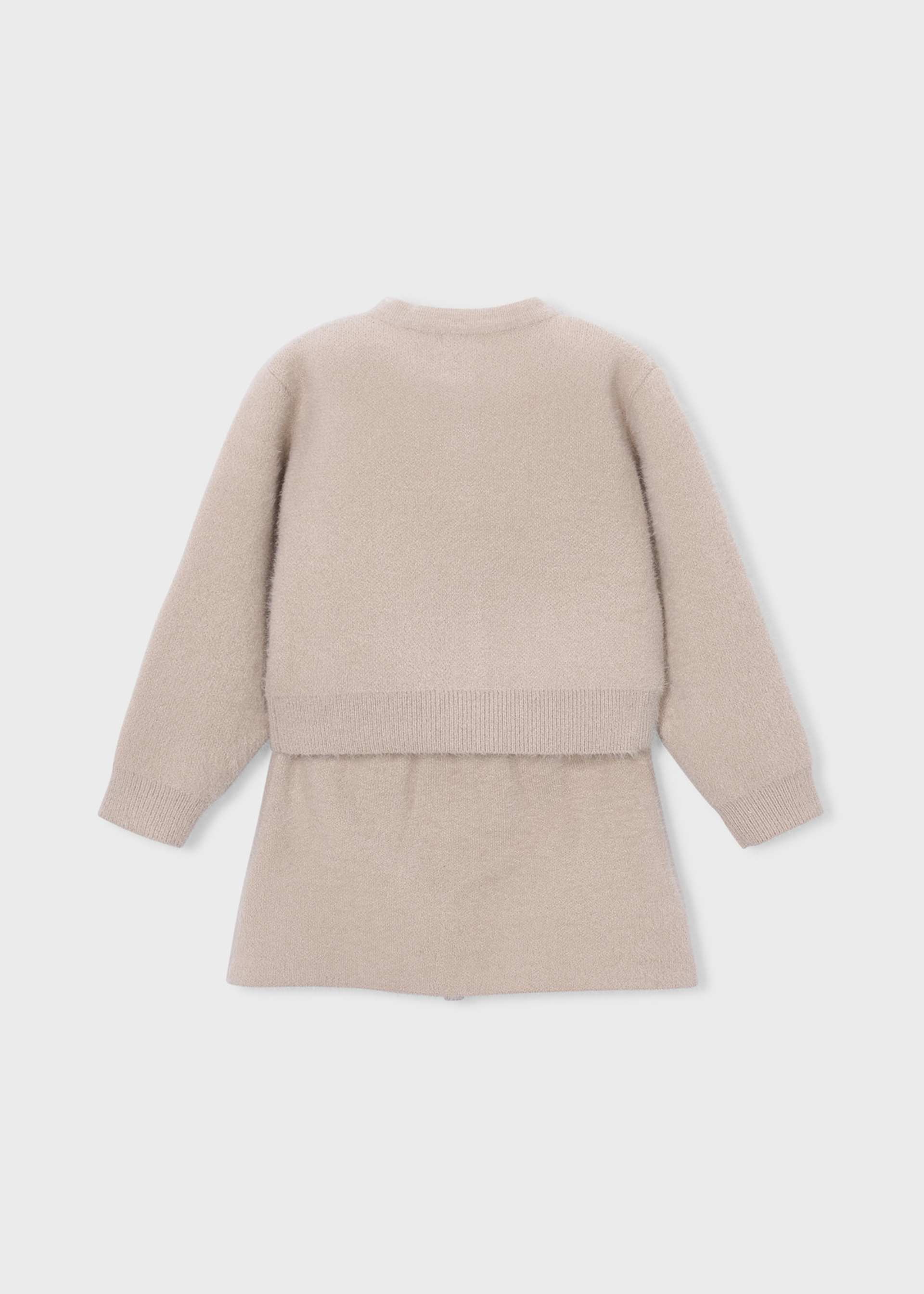 Conjunto saia e casaco tricô menina