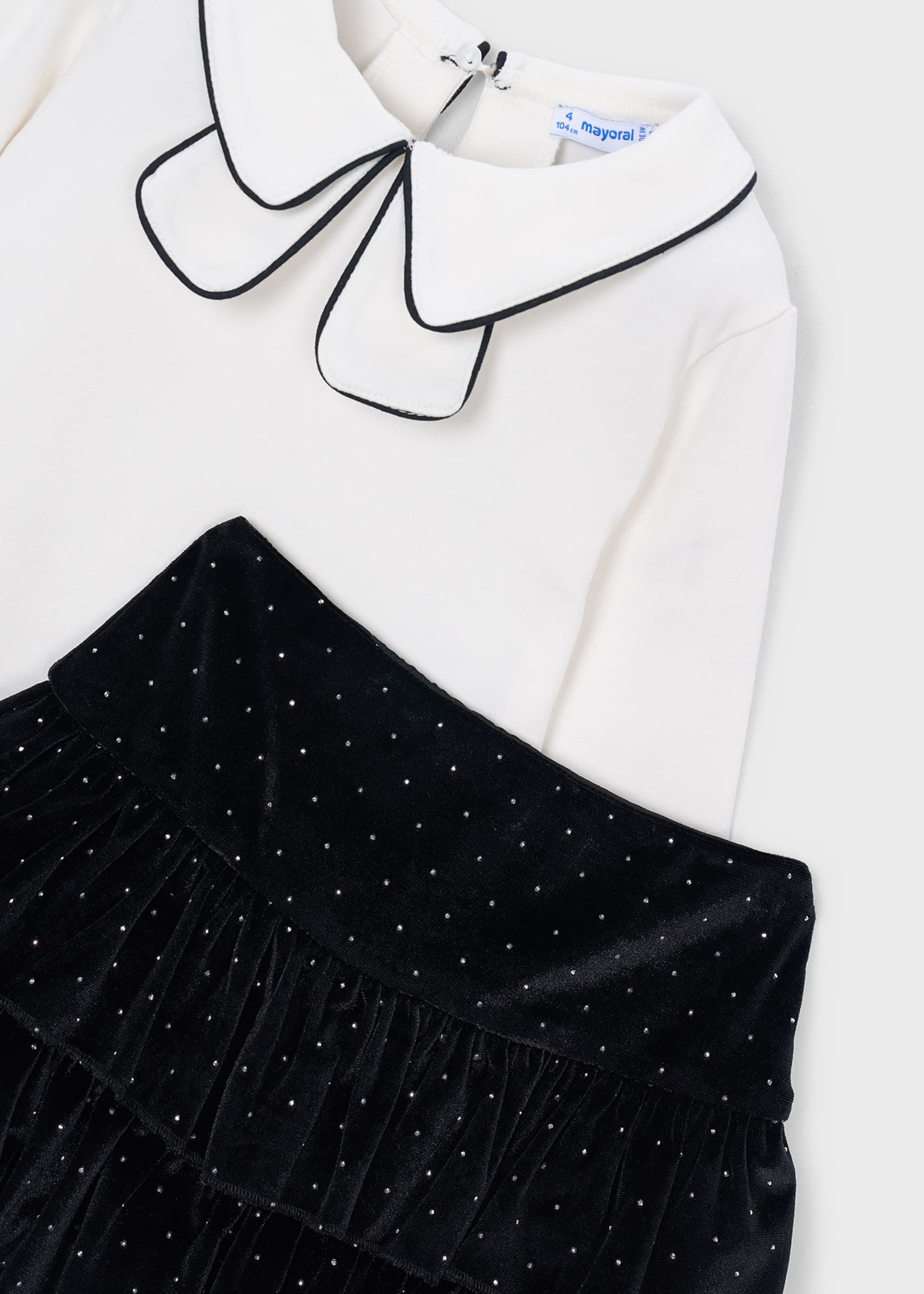 Conjunto falda y playera terciopelo niña