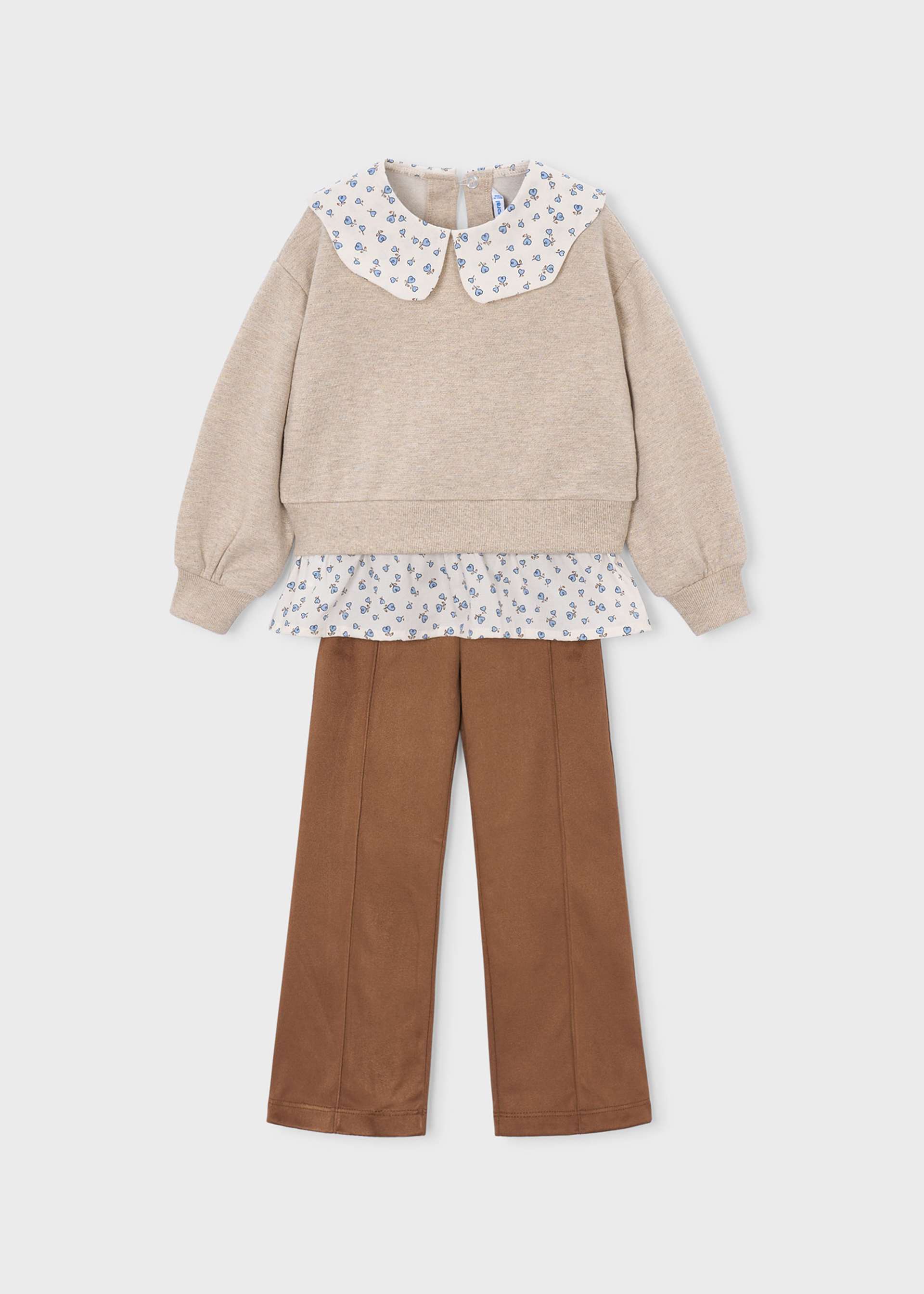 Conjunto leggings efeito camurça e blusa menina