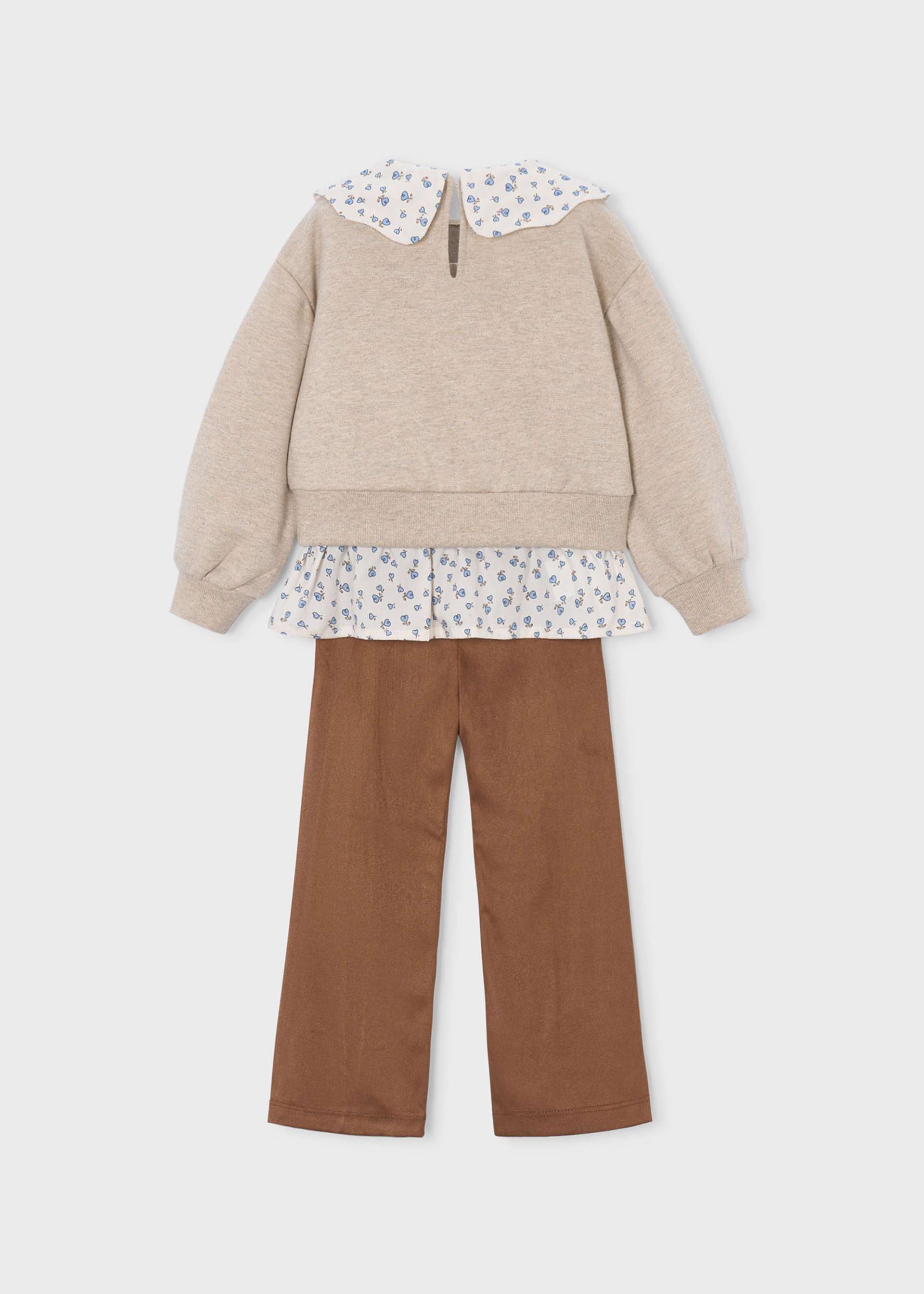 Conjunto leggings efeito camurça e blusa menina