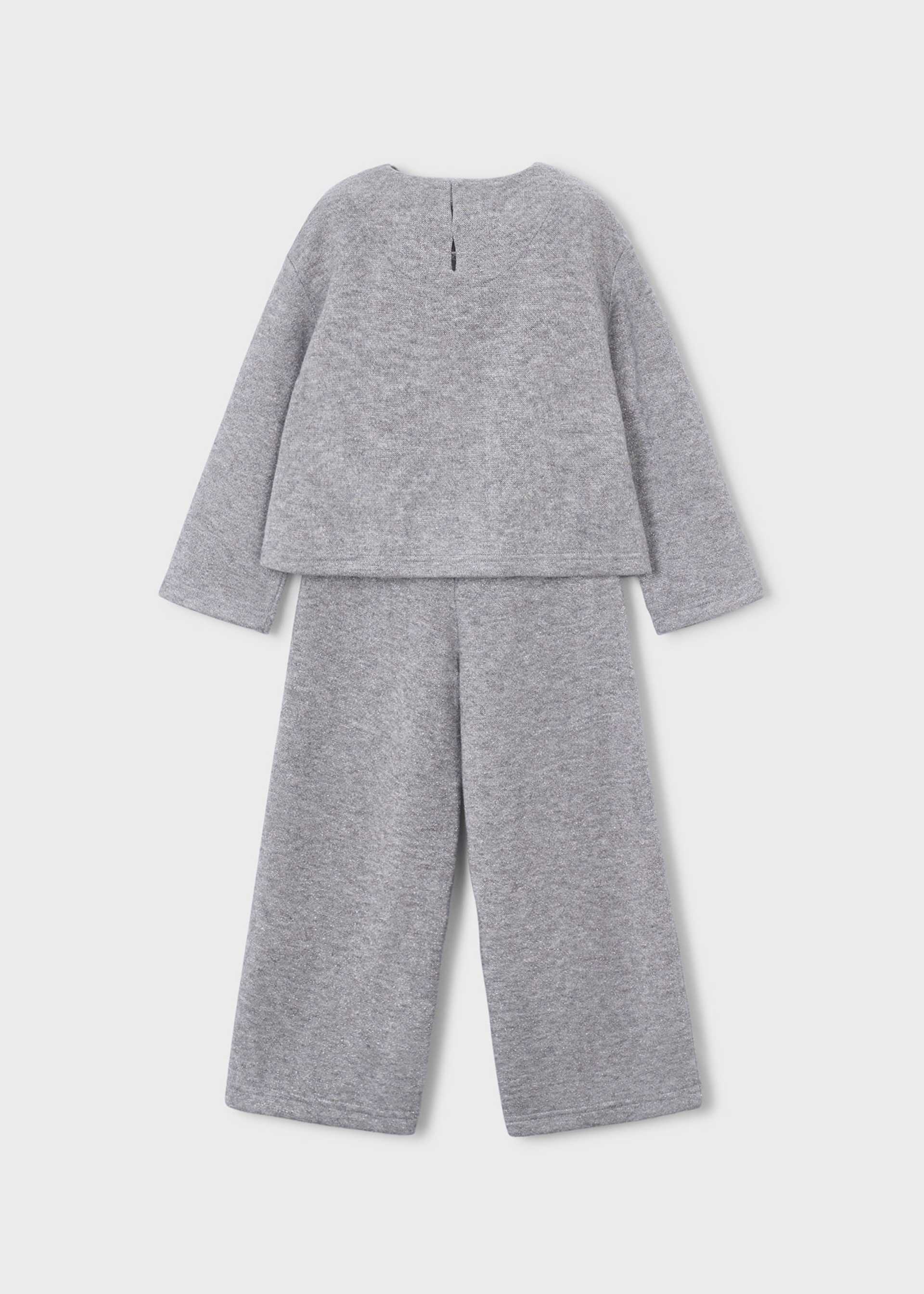 Conjunto pantalón y suéter moños niña