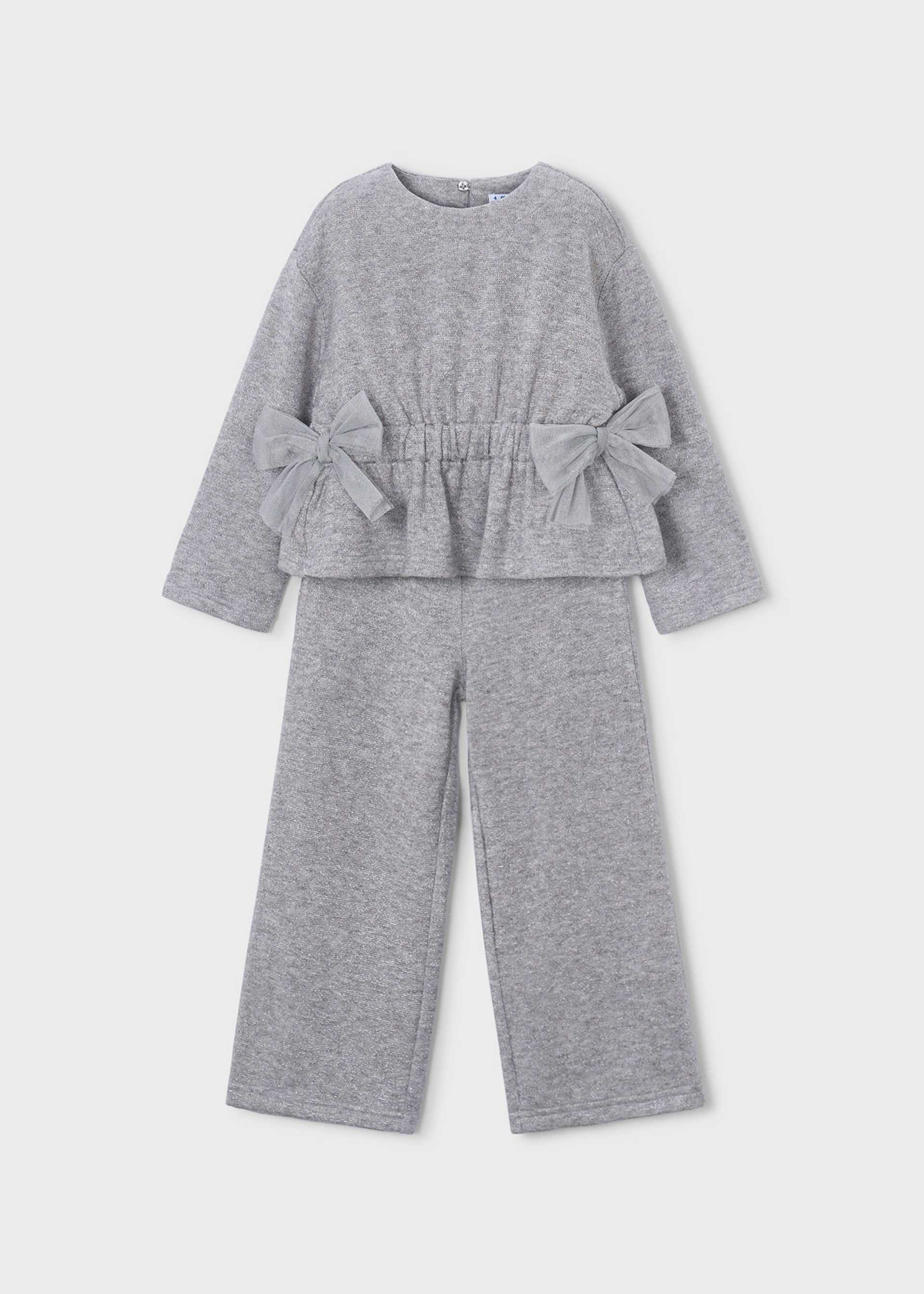 Conjunto pantalón y jersey lazos niña