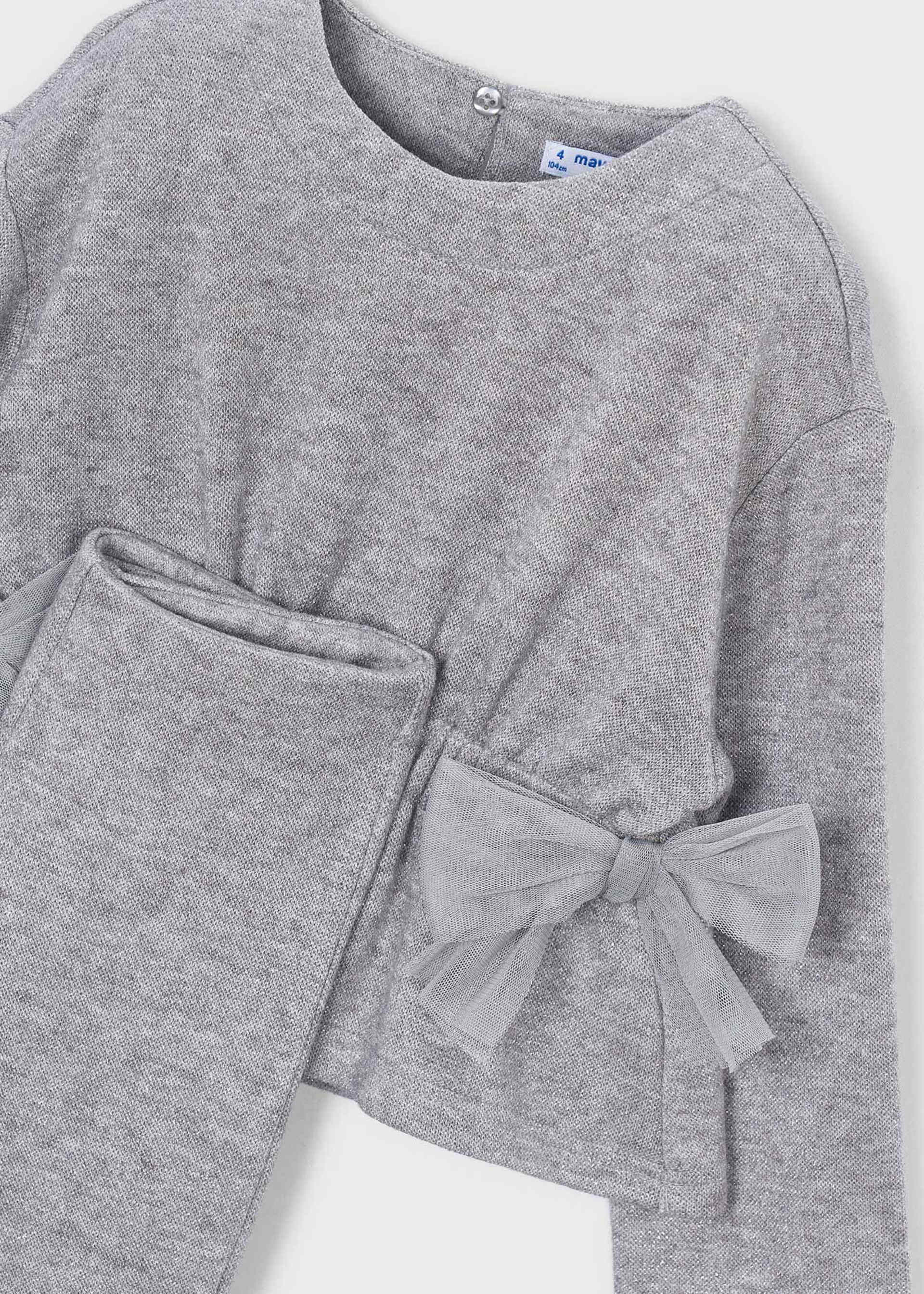 Conjunto pantalón y suéter moños niña