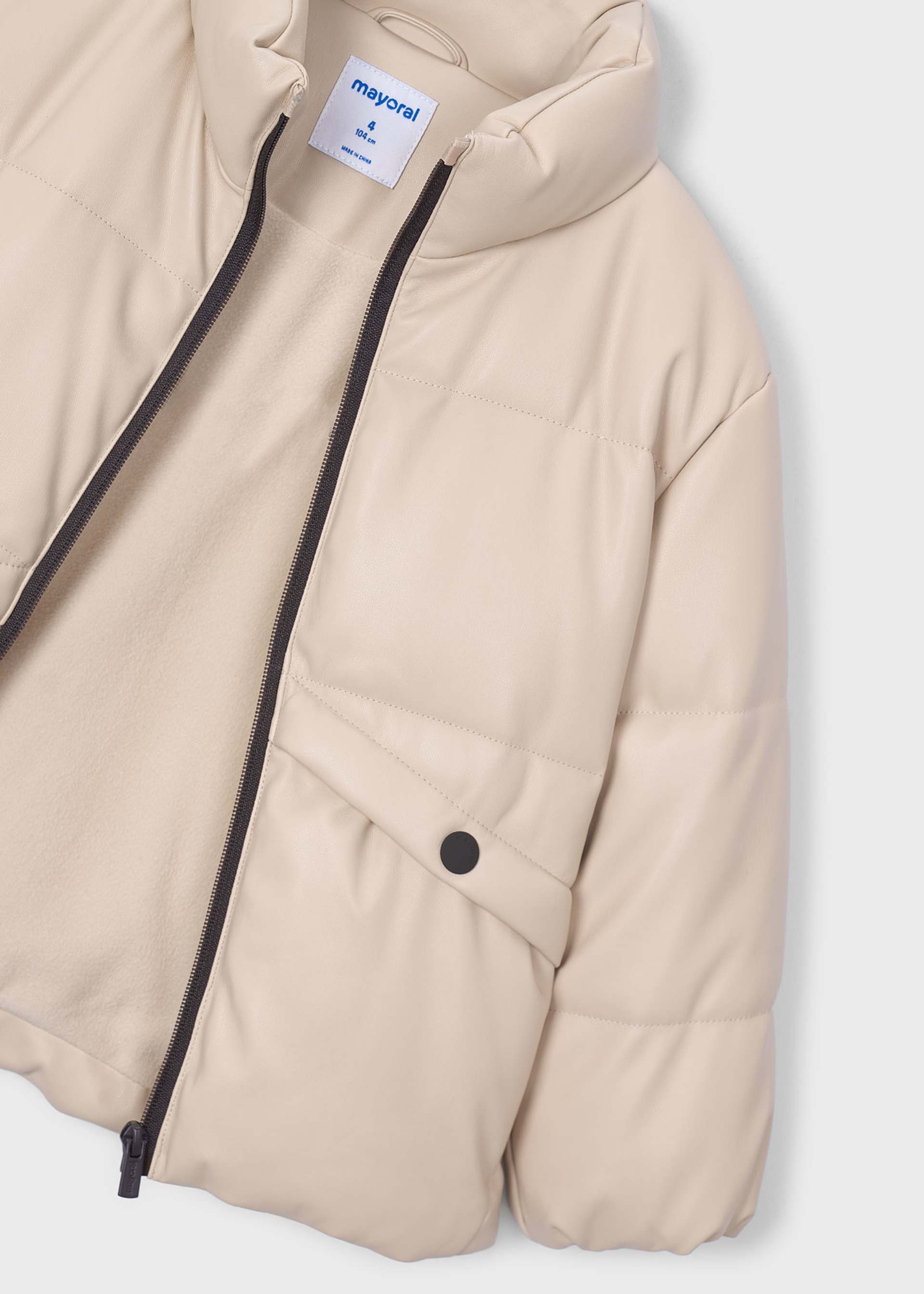 Girl Faux Leather Puffer Jacket