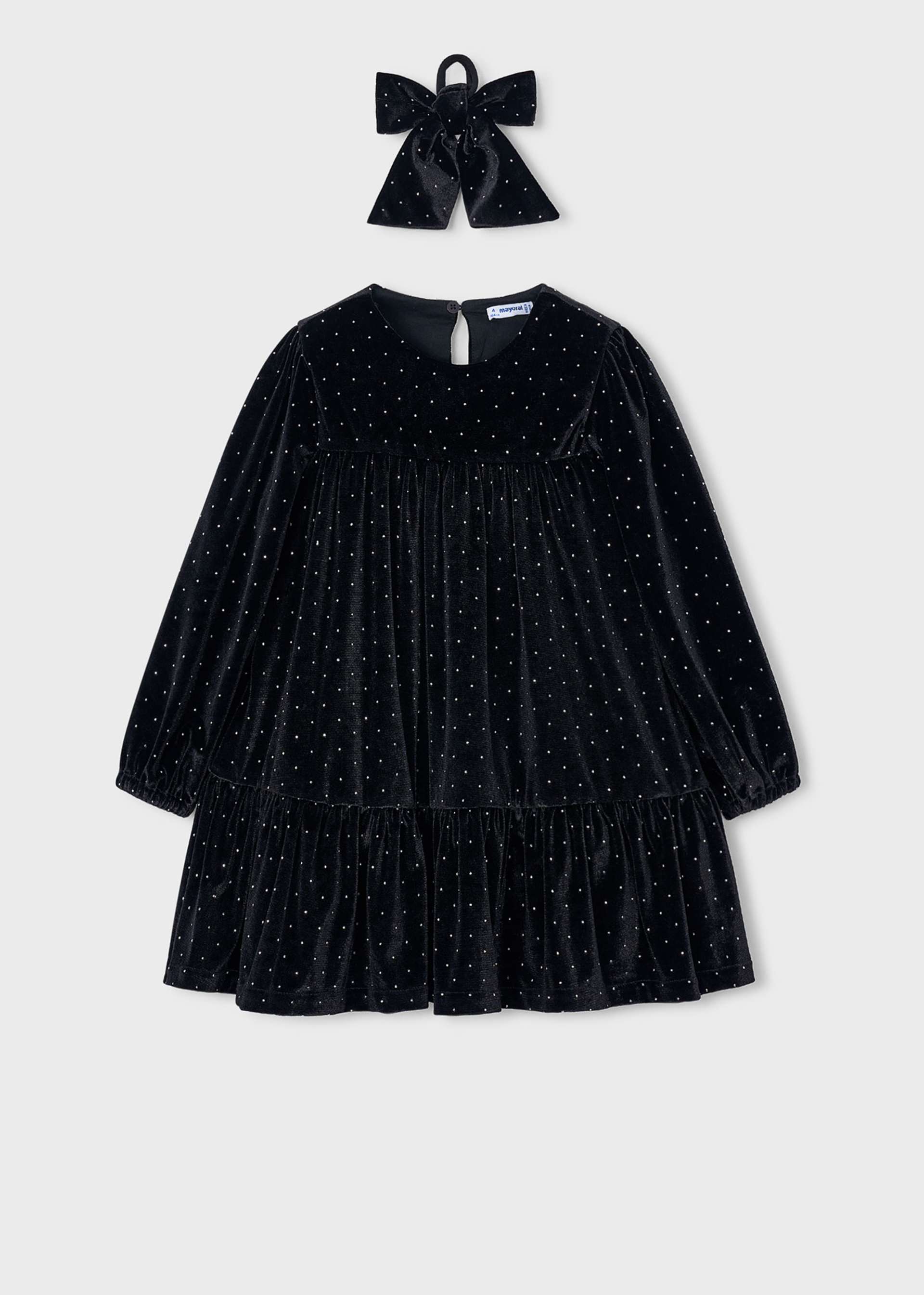 Vestido terciopelo con scrunchie niña