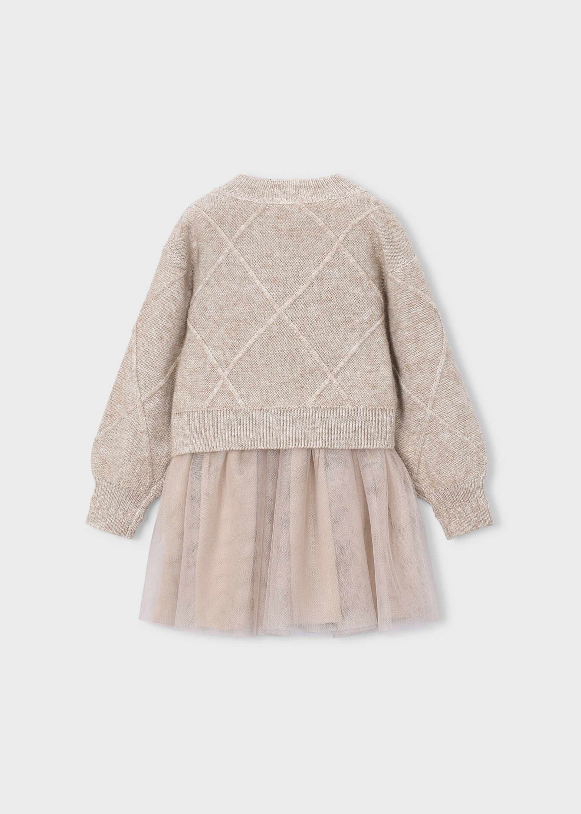 Girls' knitted dress with bows