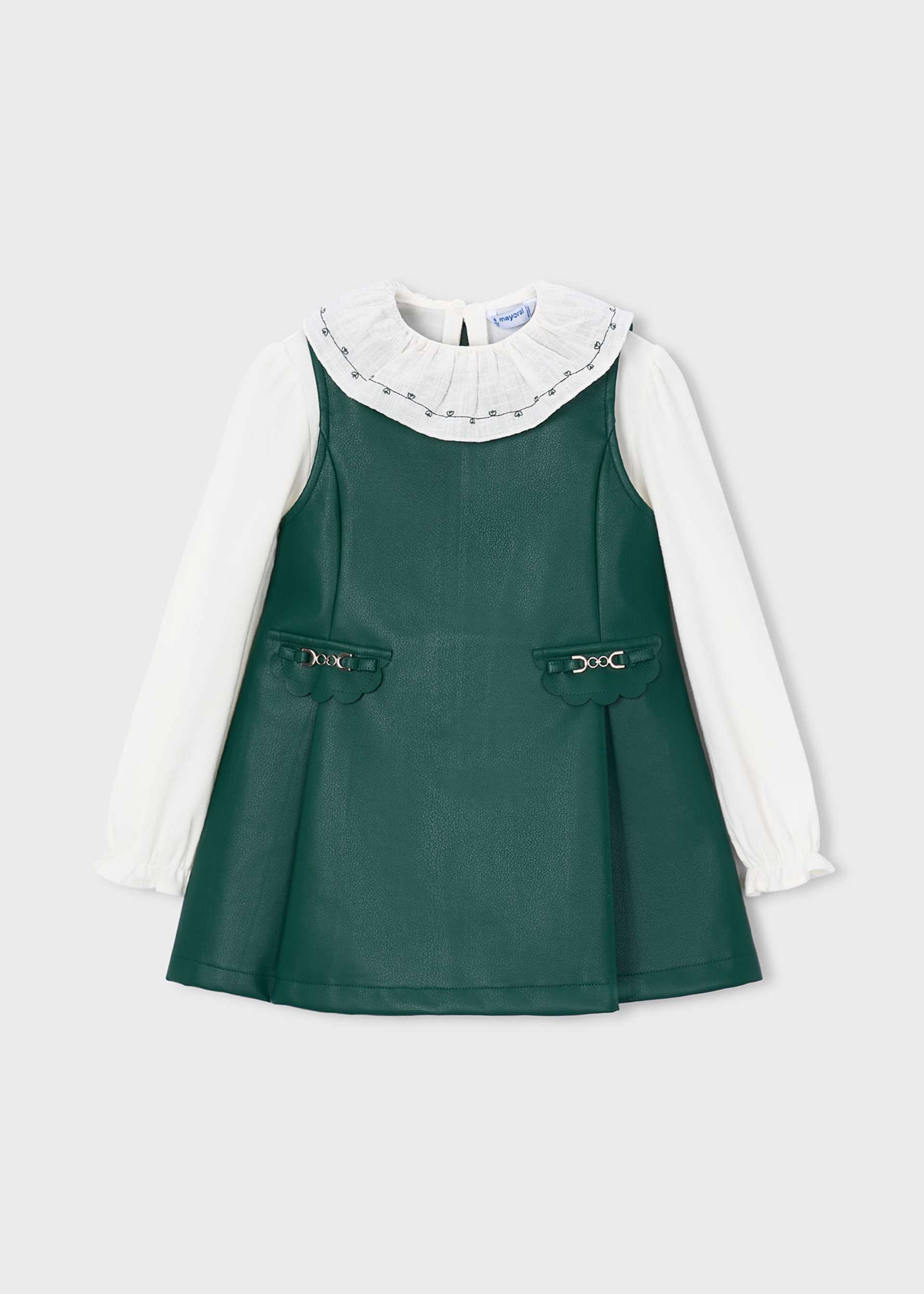 Rochie imitatie piele cu bluza fetita