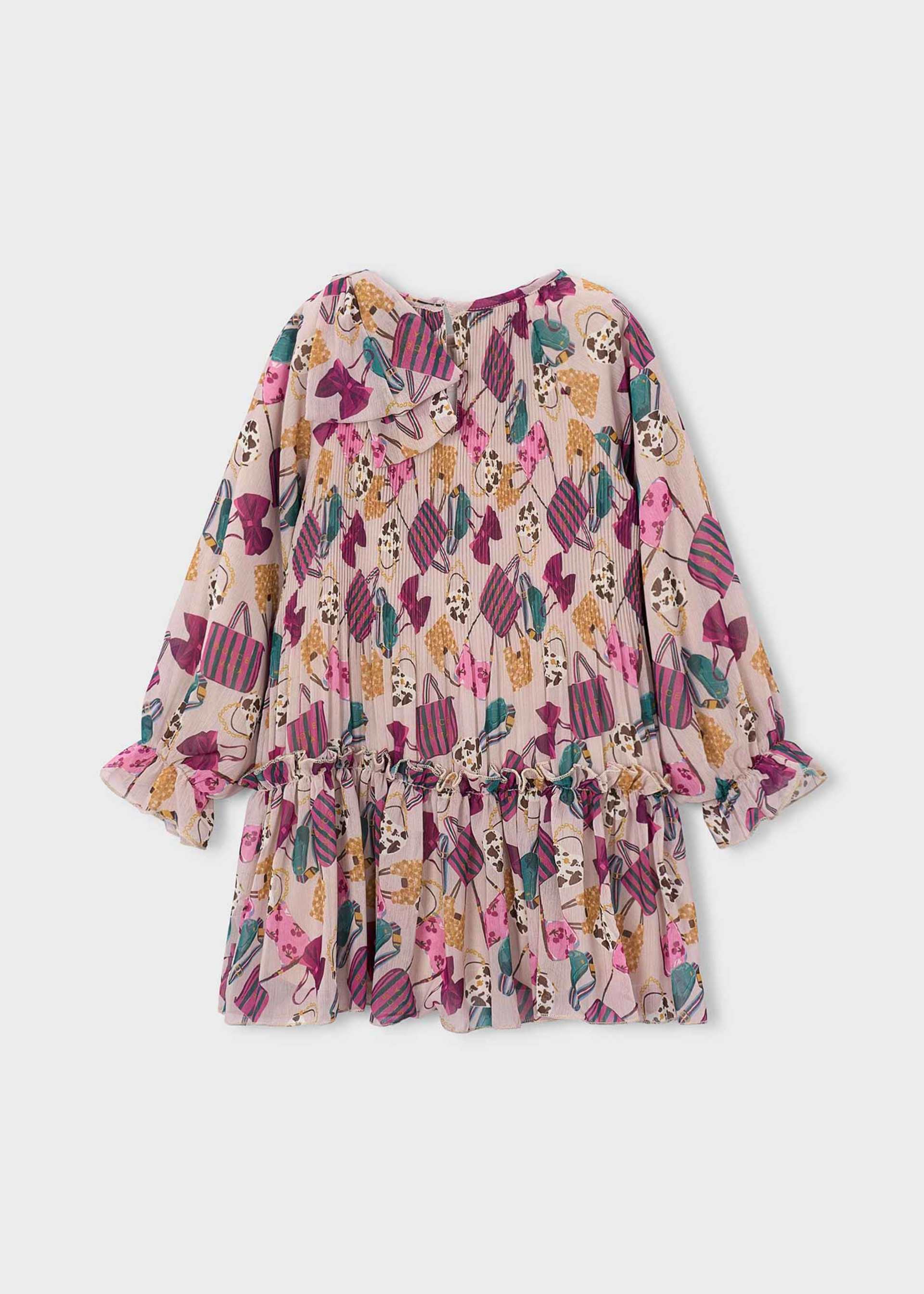 Vestido plisado estampado niña