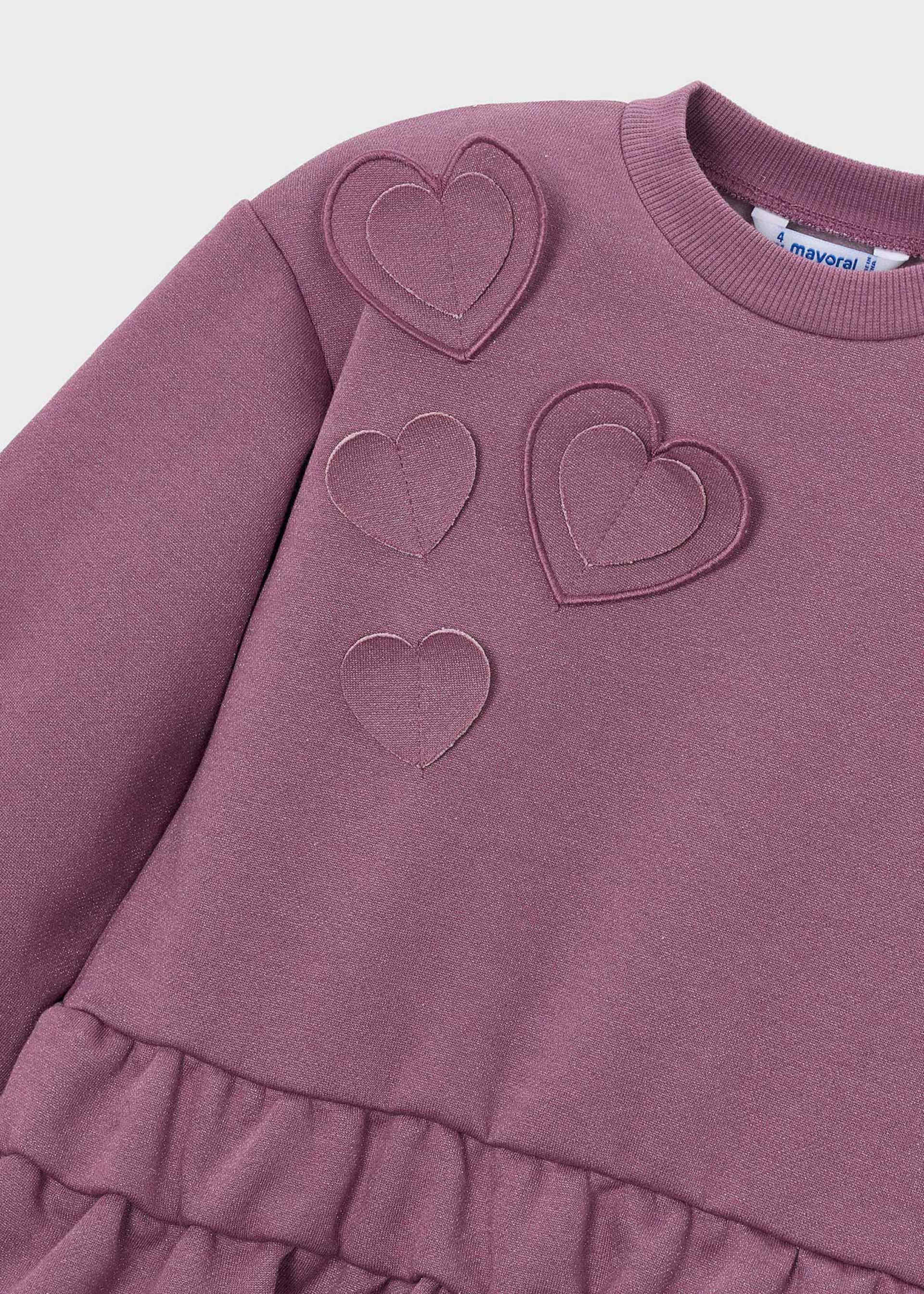 Vestito felpa cuori bambina