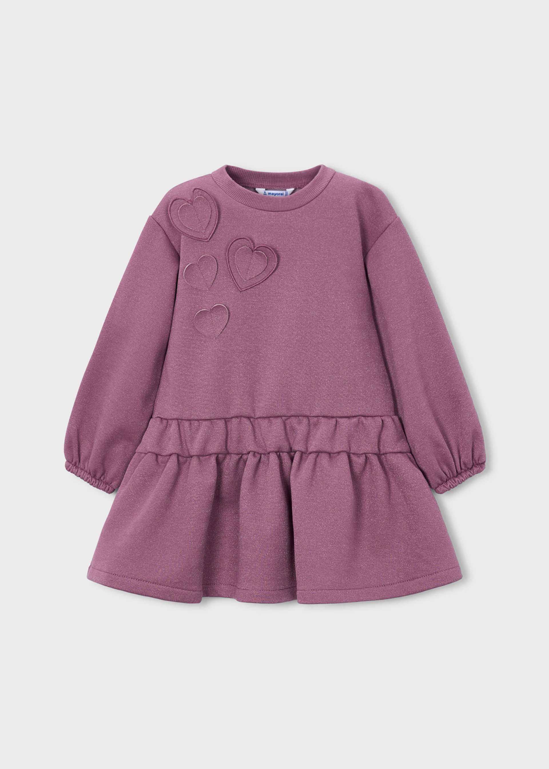 Vestito felpa cuori bambina