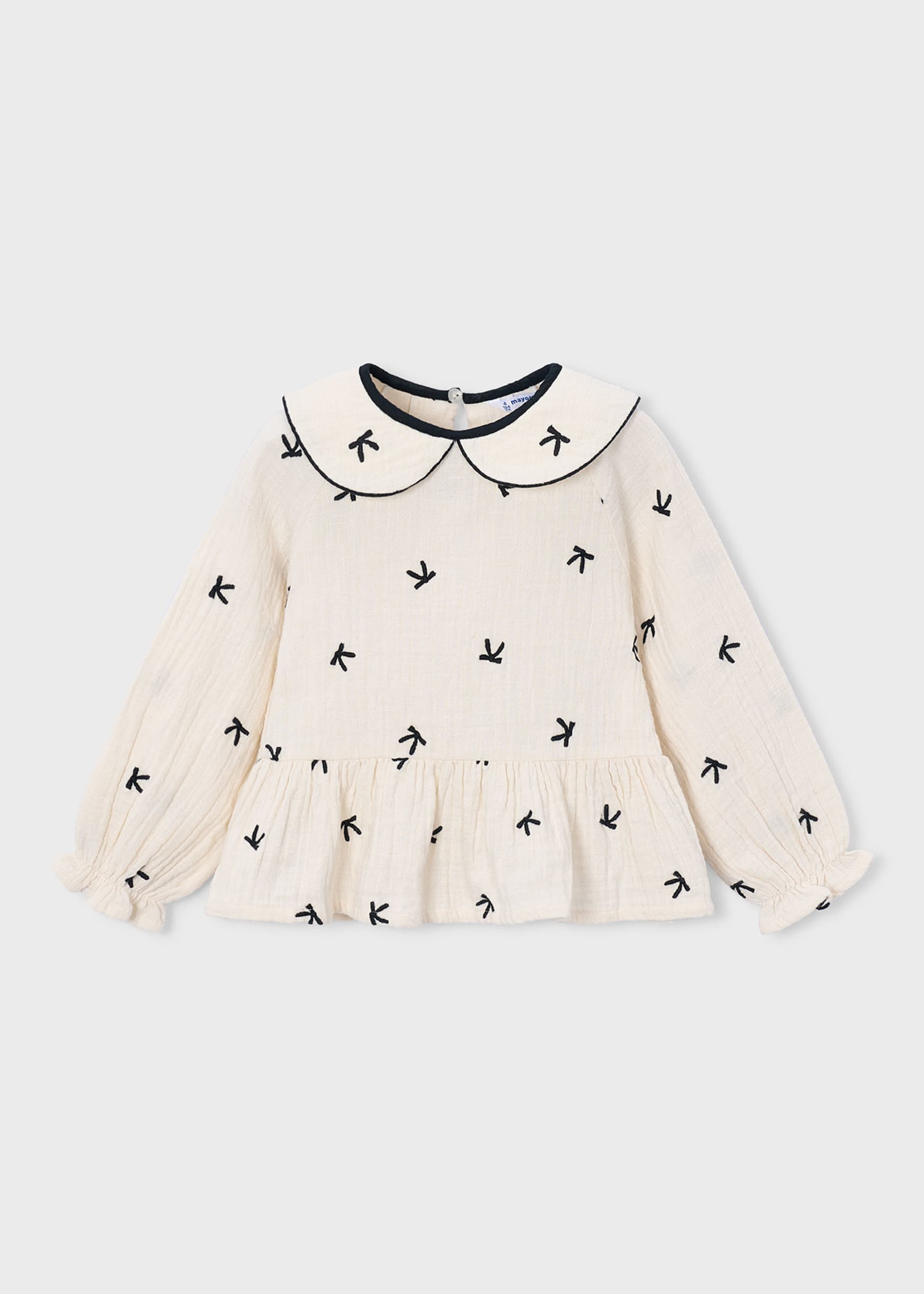 Girl embroidered bows blouse