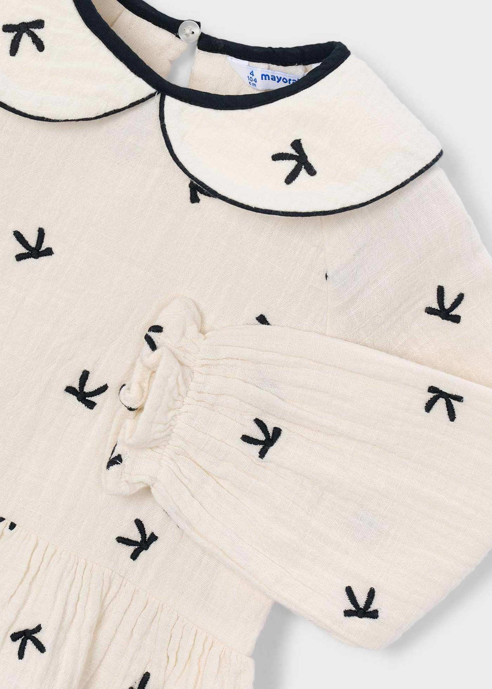 Girl embroidered bows blouse