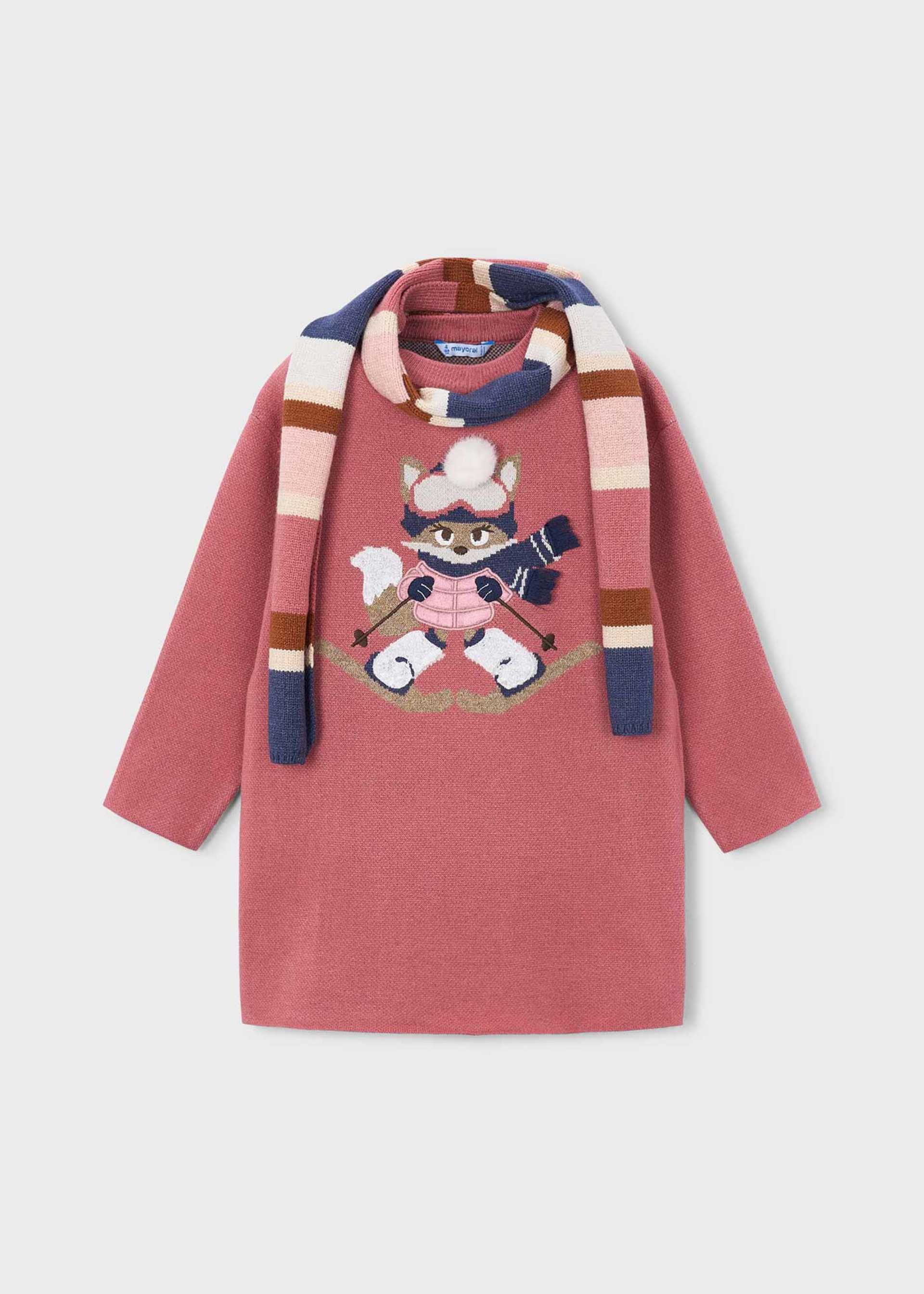 Vestido tricot con bufanda niña