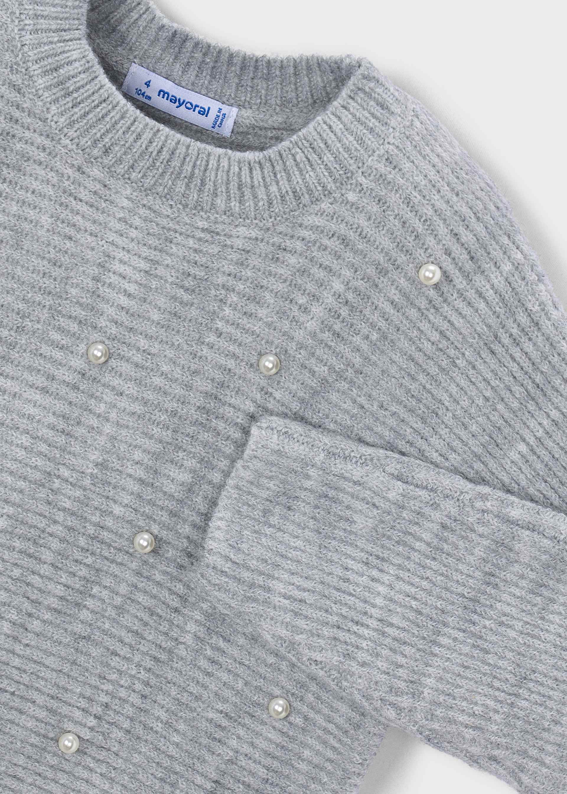 Strick-Pullover Perlen Mädchen