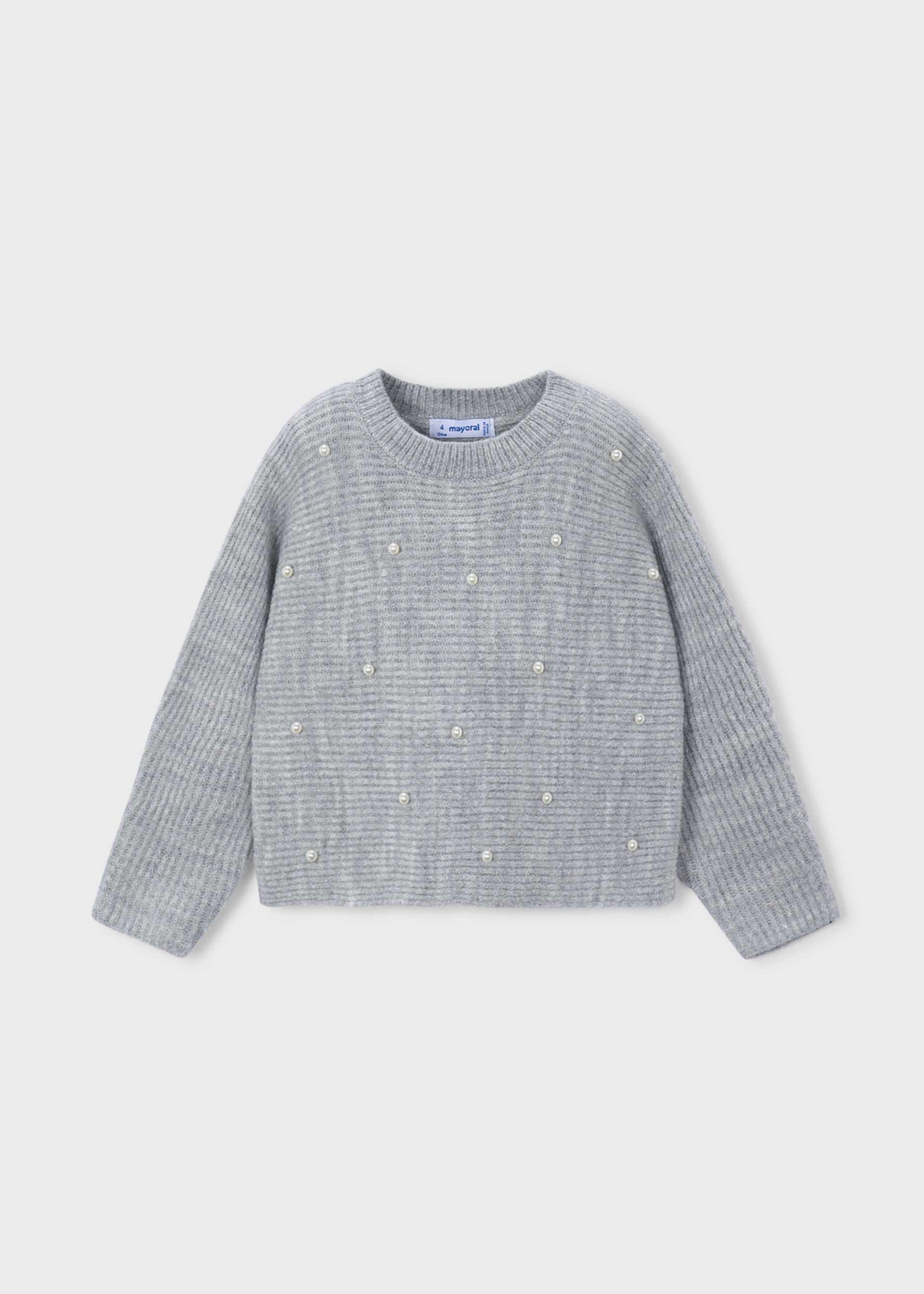 Pulover din tricot cu perle fetita