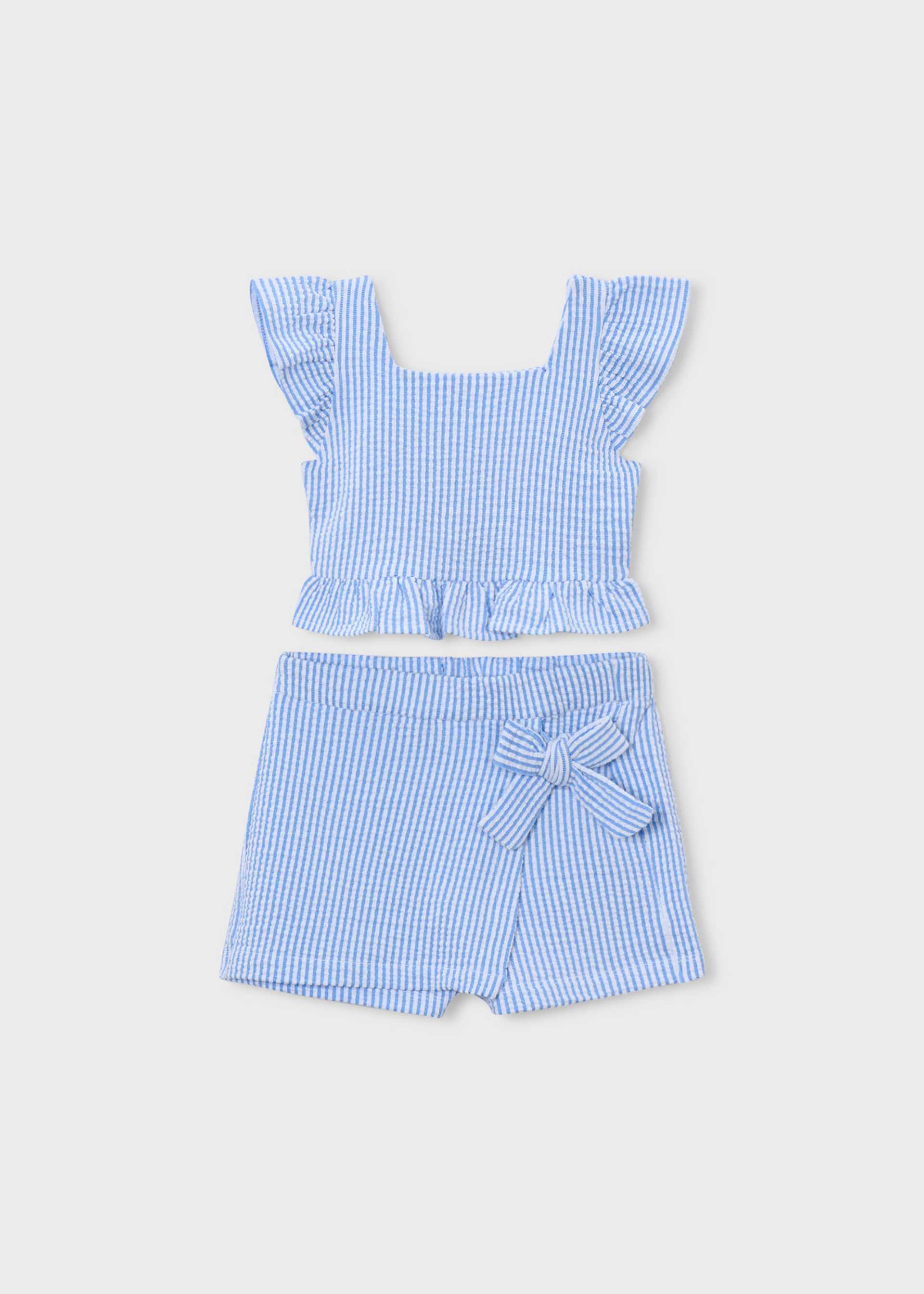 Conjunto pantalón corto y top rayas niña