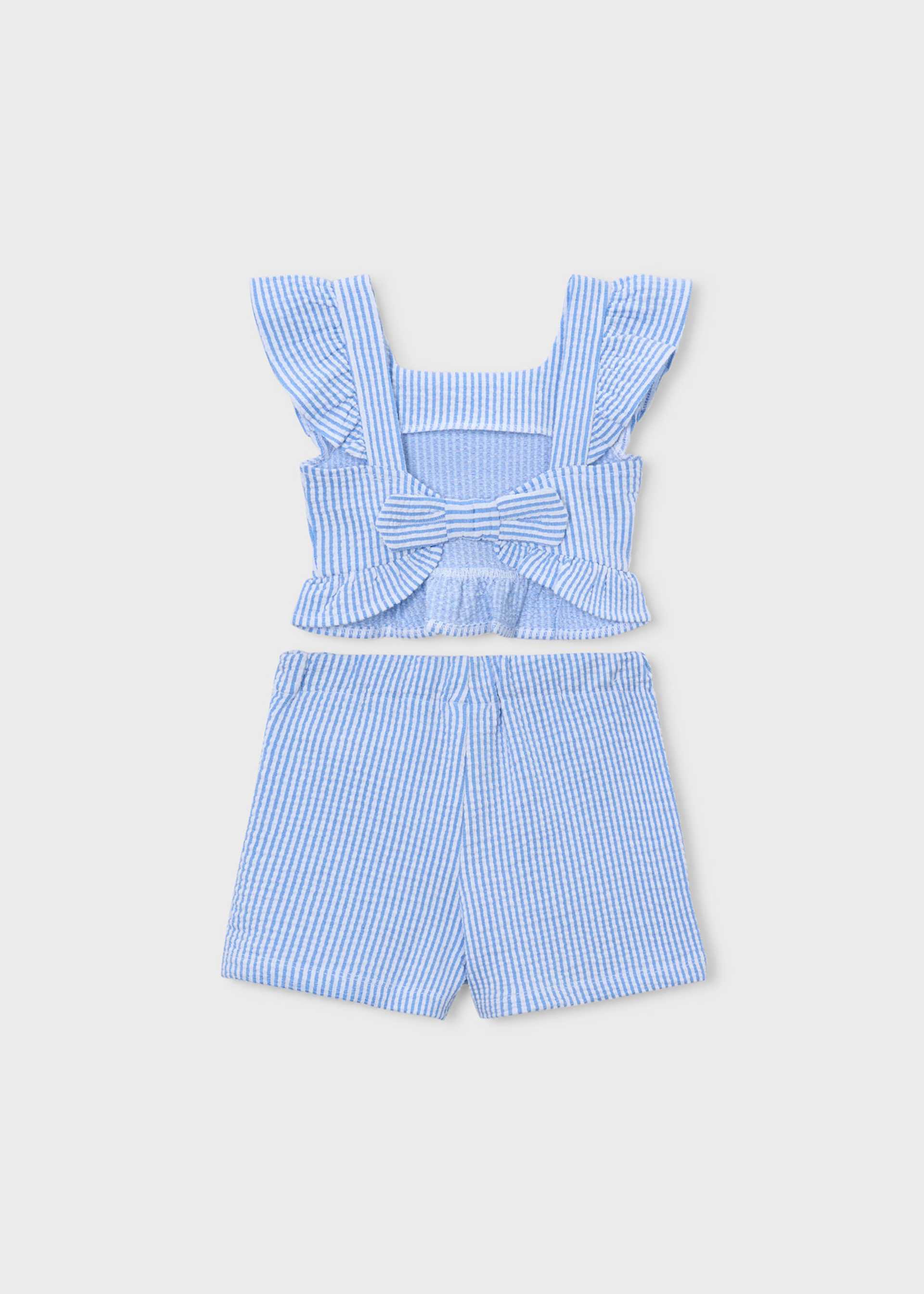 Conjunto pantalón corto y top rayas niña