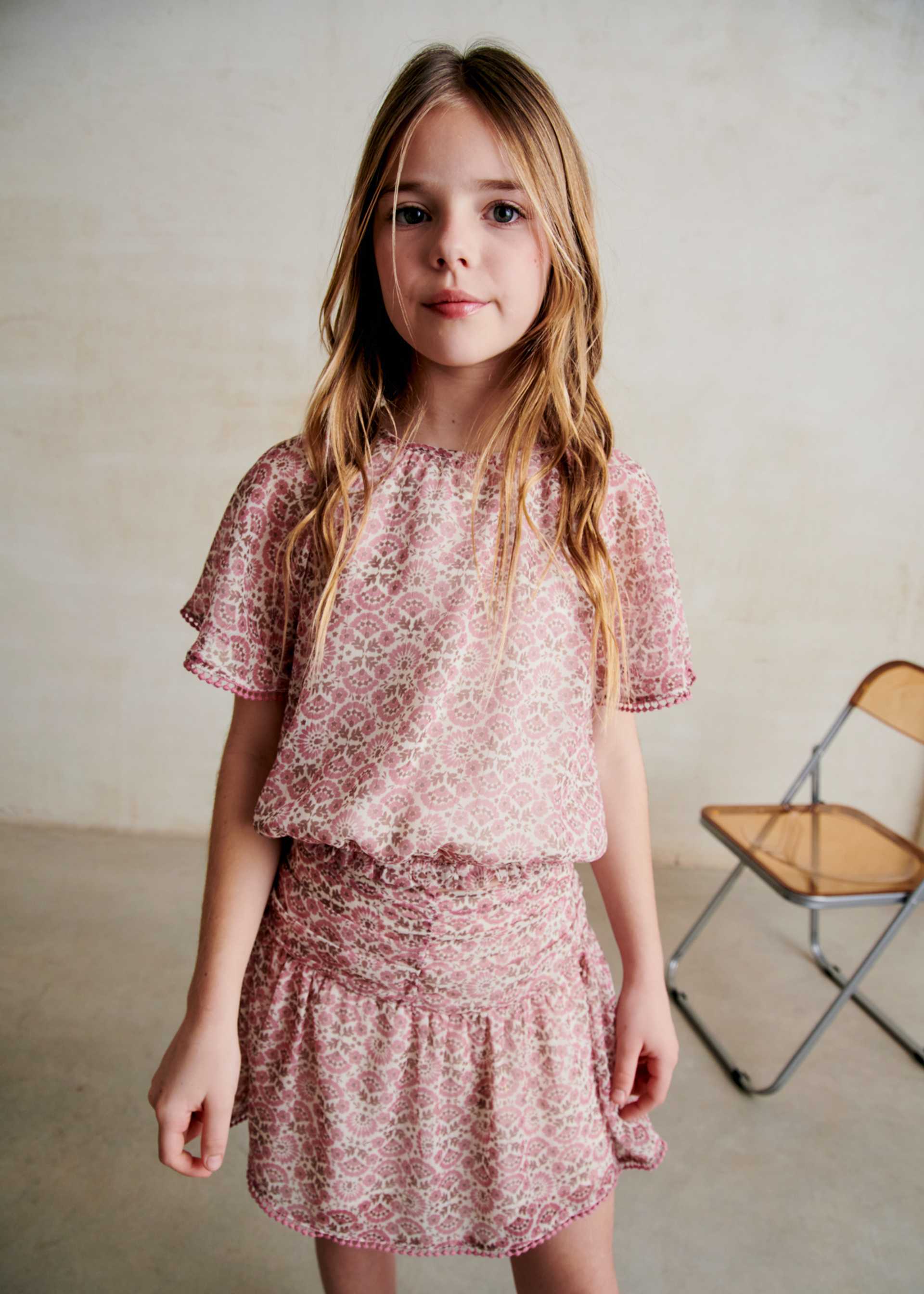 Girls' printed chiffon skirt