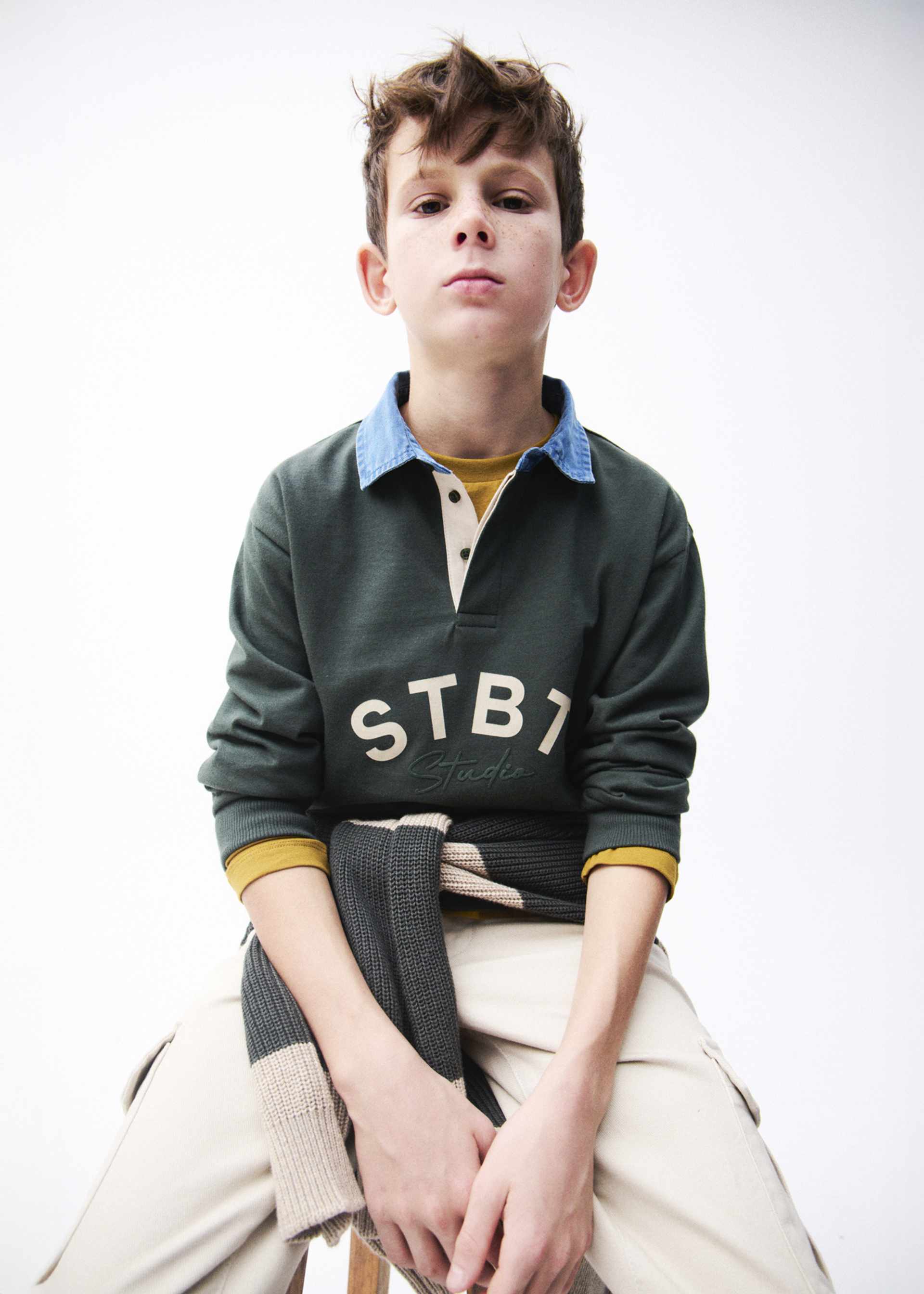 Poloshirt Kontrastkragen Teenager Jungen