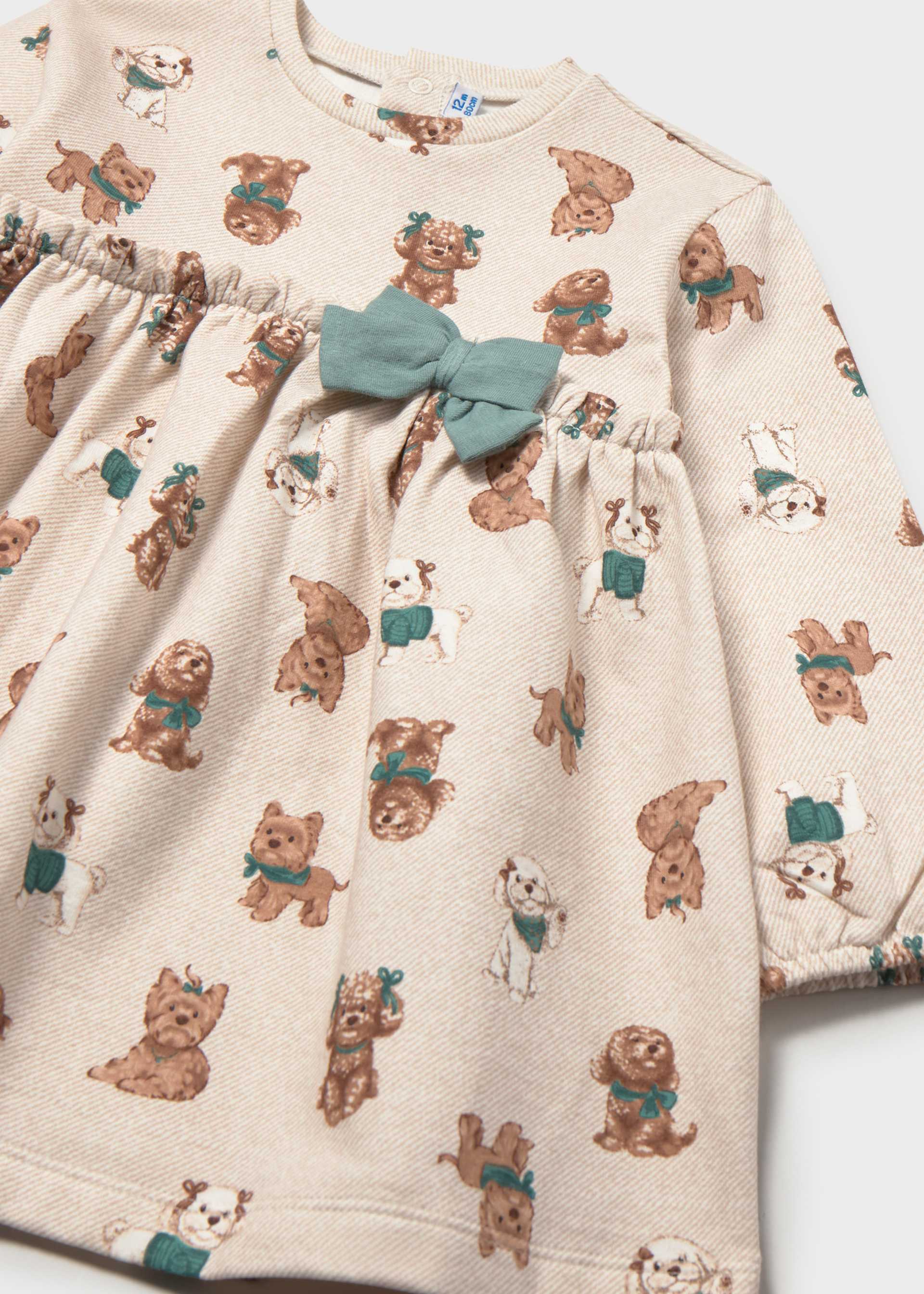 Rochie cu funda si imprimeu bebe