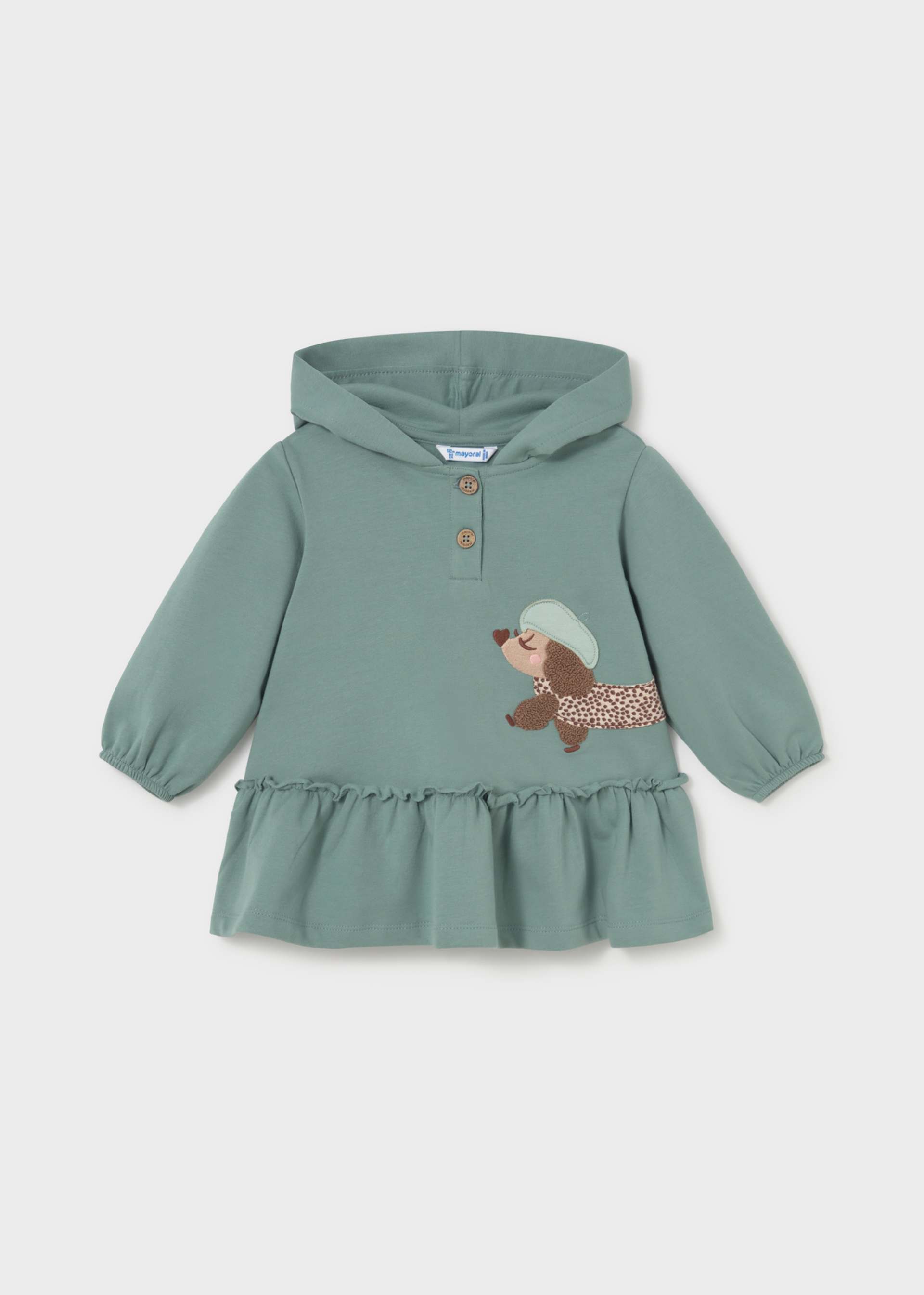 Vestito con cappuccio volant bimba