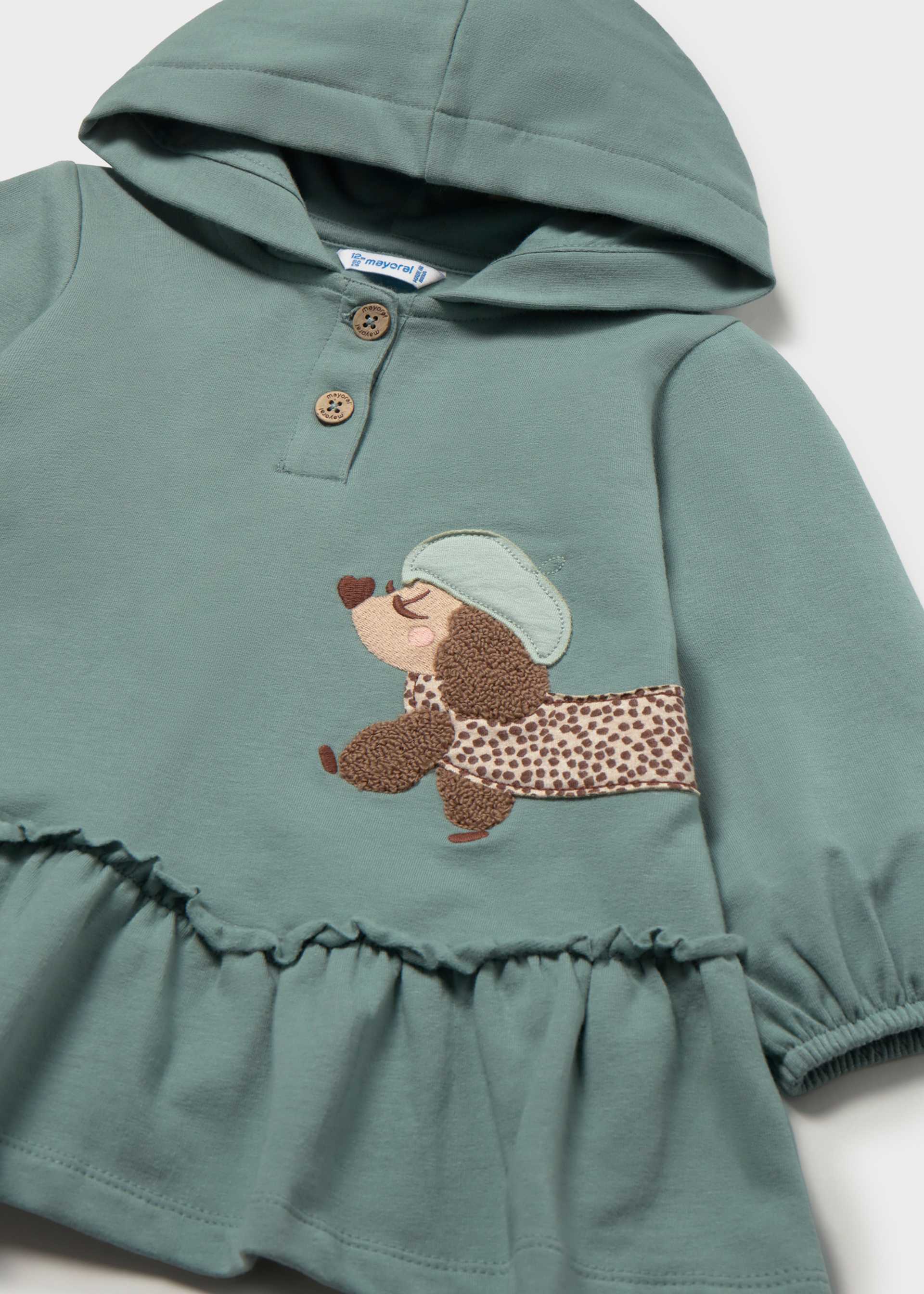 Vestito con cappuccio volant bimba