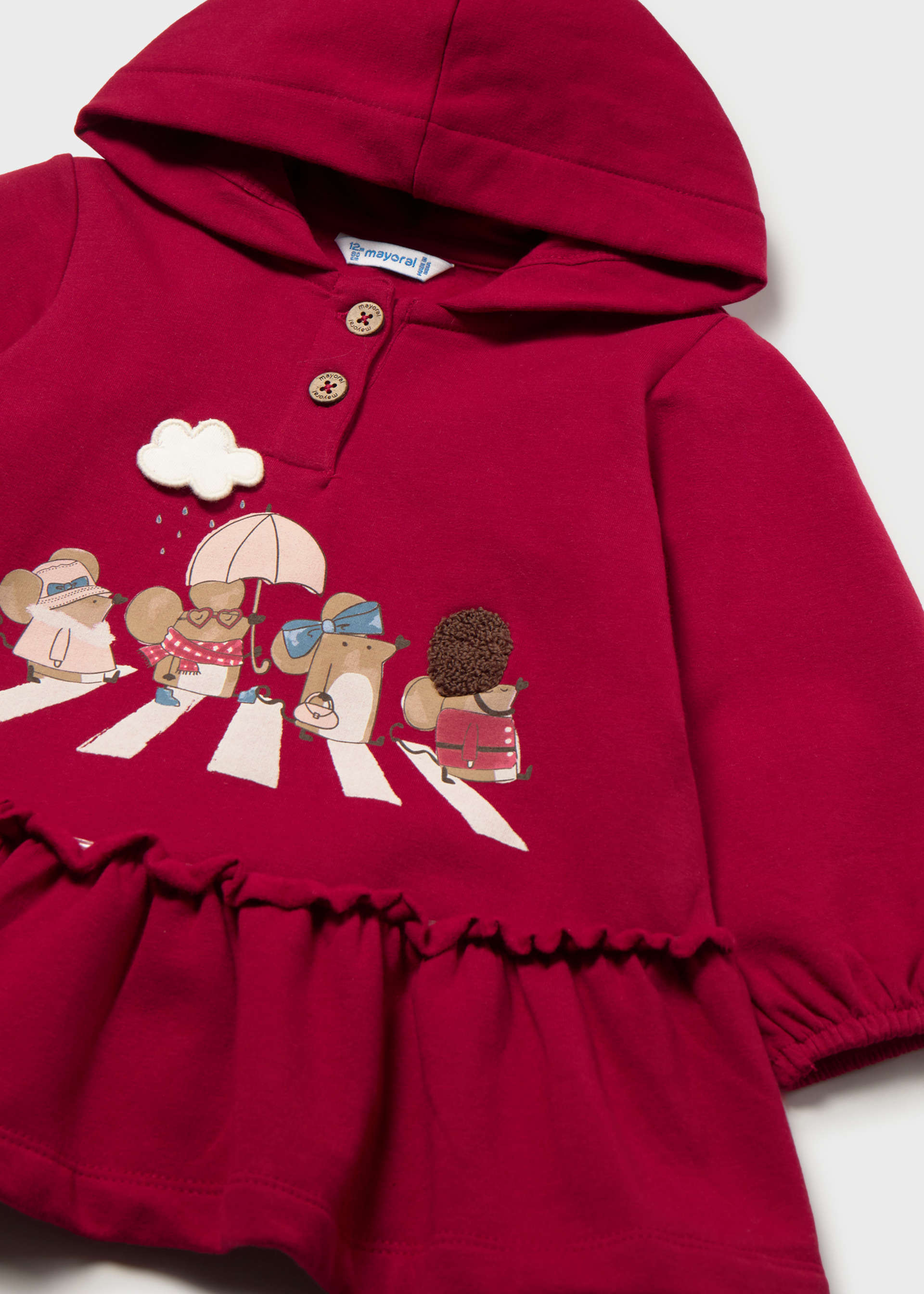 Robe à volants avec capuche bébé