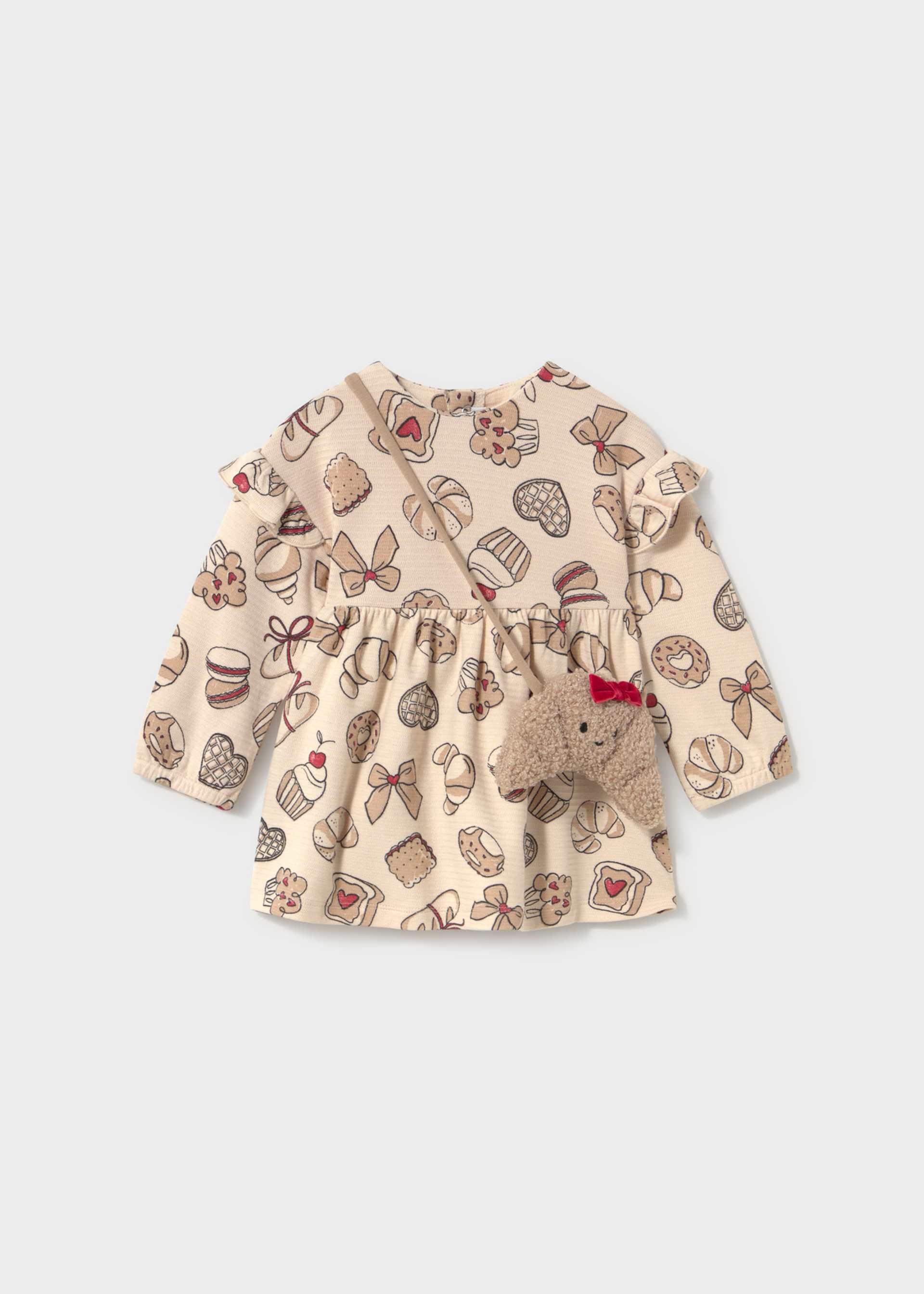 Rochie cu imprimeu si geanta bebe