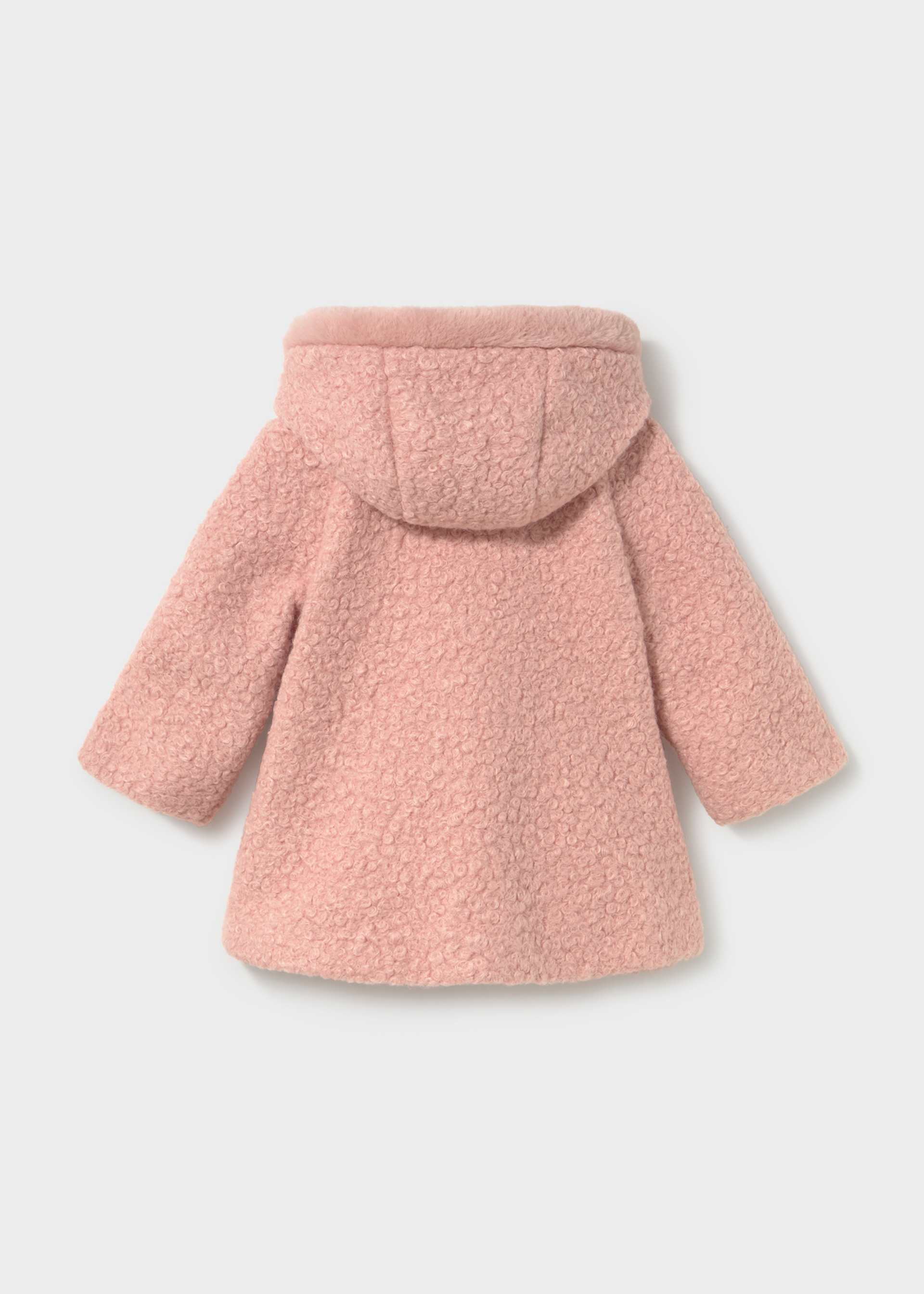 Palton imitatie lana cu gluga bebe