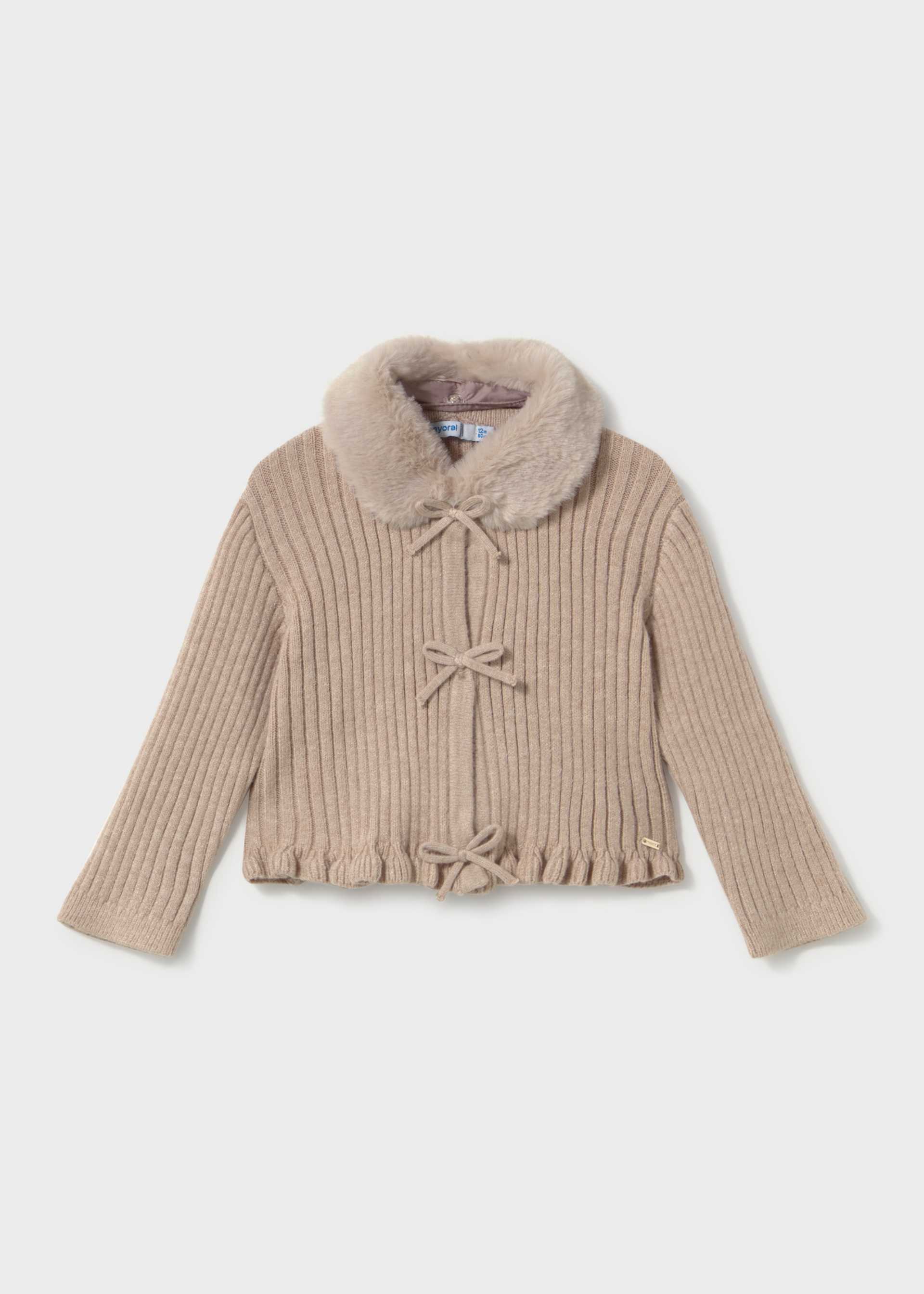 Baby fur neck cardigan