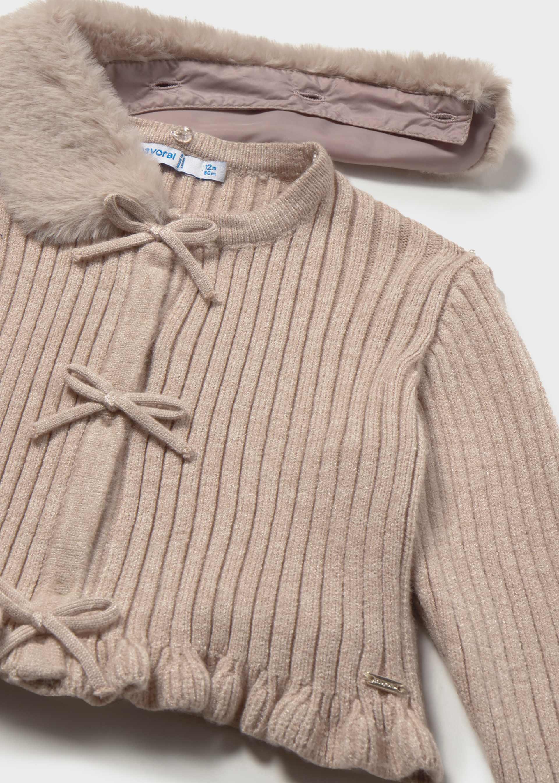 Baby fur neck cardigan